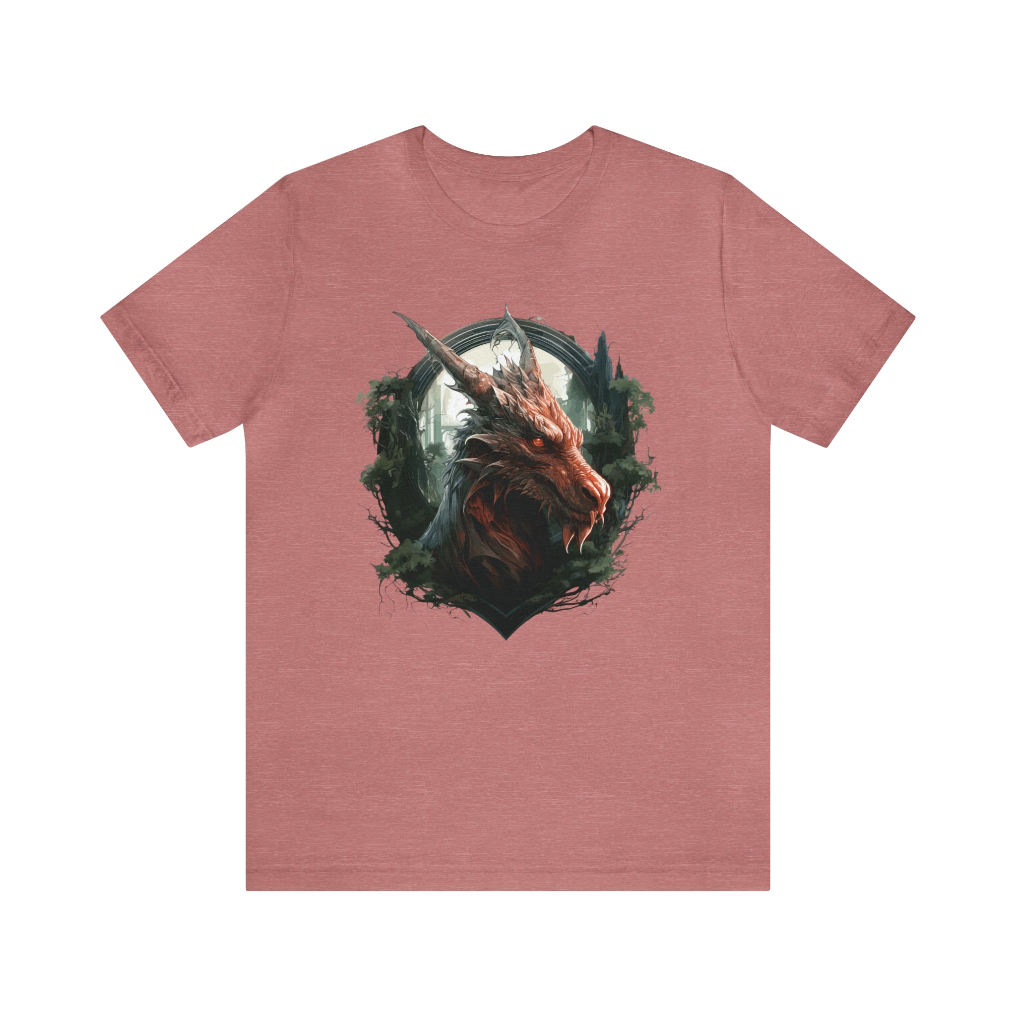 Unisex Dragon Face T Shirt Heather Mauve S 