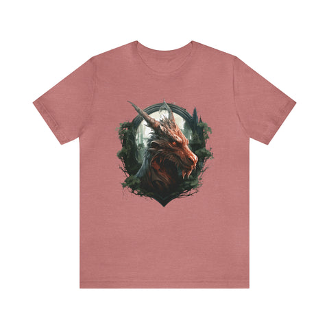 Unisex Dragon Face T Shirt Heather Mauve S 