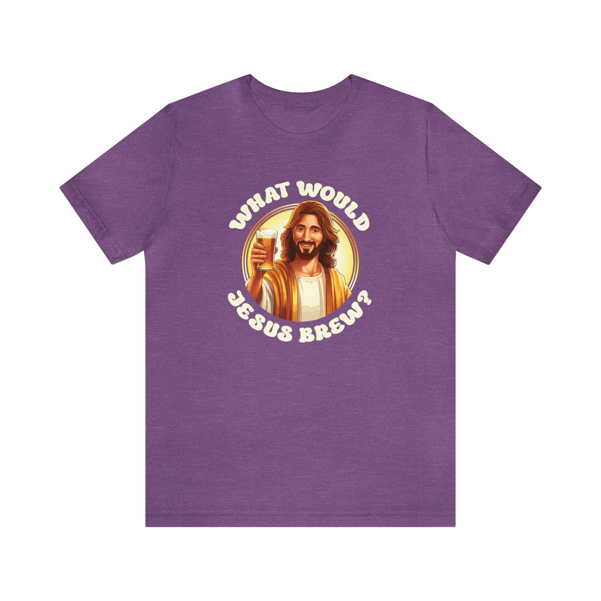 Unisex What Would Jesus Brew Beer T Shirt Heather Team Purple S 