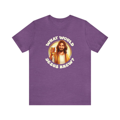 Unisex What Would Jesus Brew Beer T Shirt Heather Team Purple S 