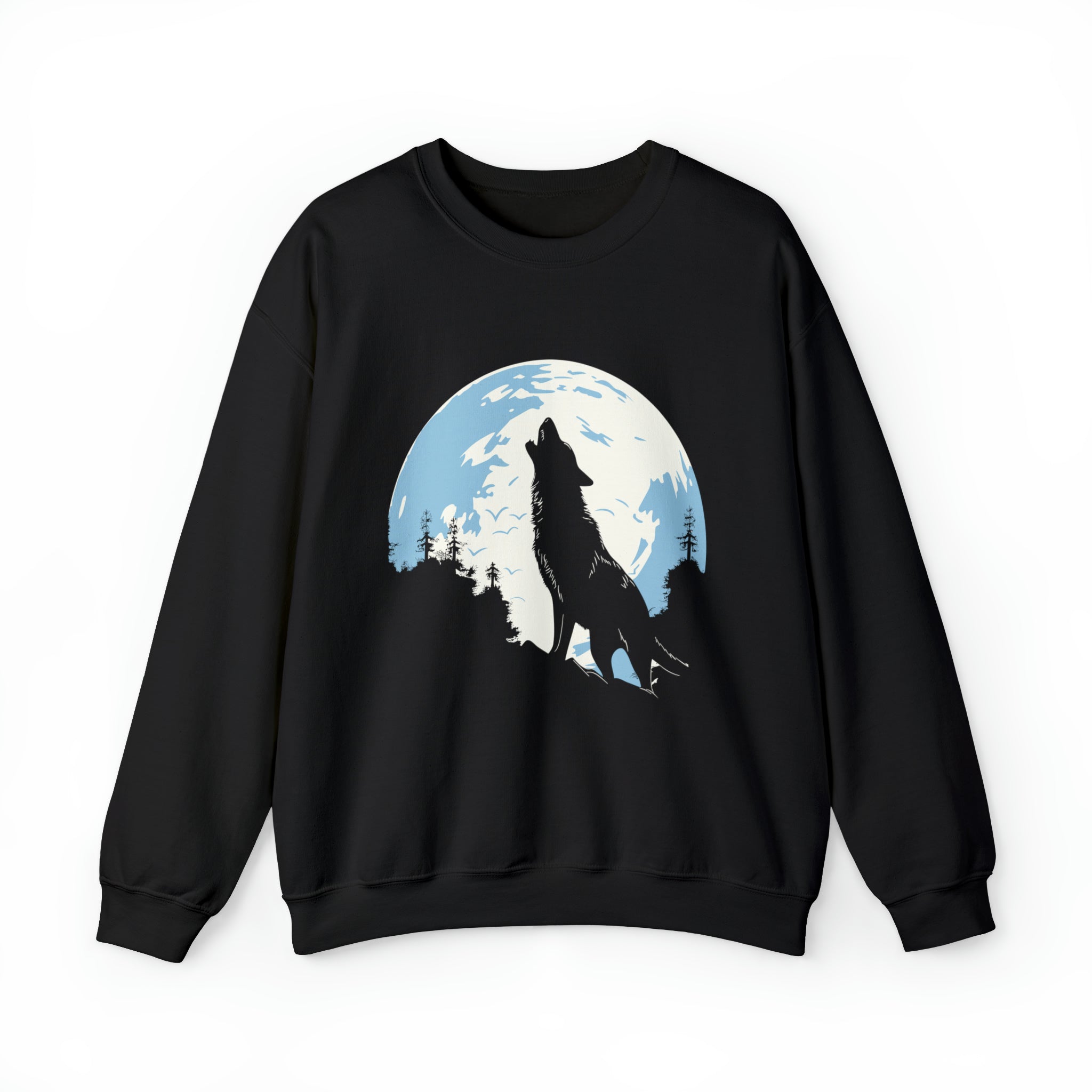 Unisex Howling Wolf Sweatshirt S Black 