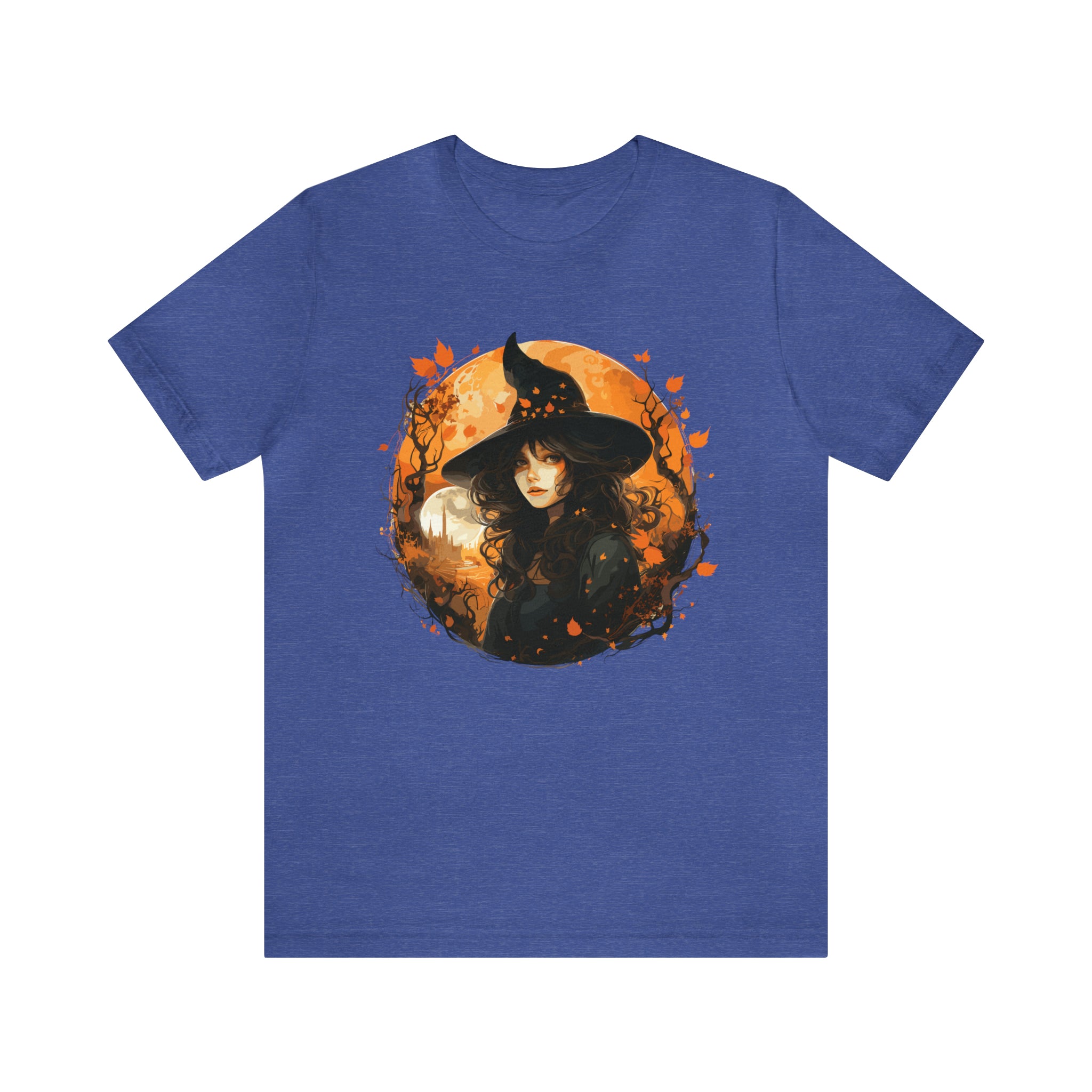 Unisex Autumn Witch T Shirt Heather True Royal S 