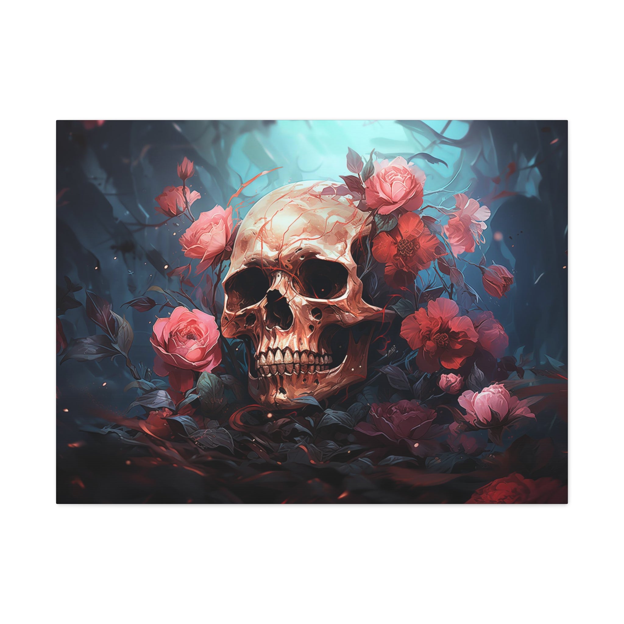 Skull & Roses Wall Art 40″ x 30″ 1.25" 