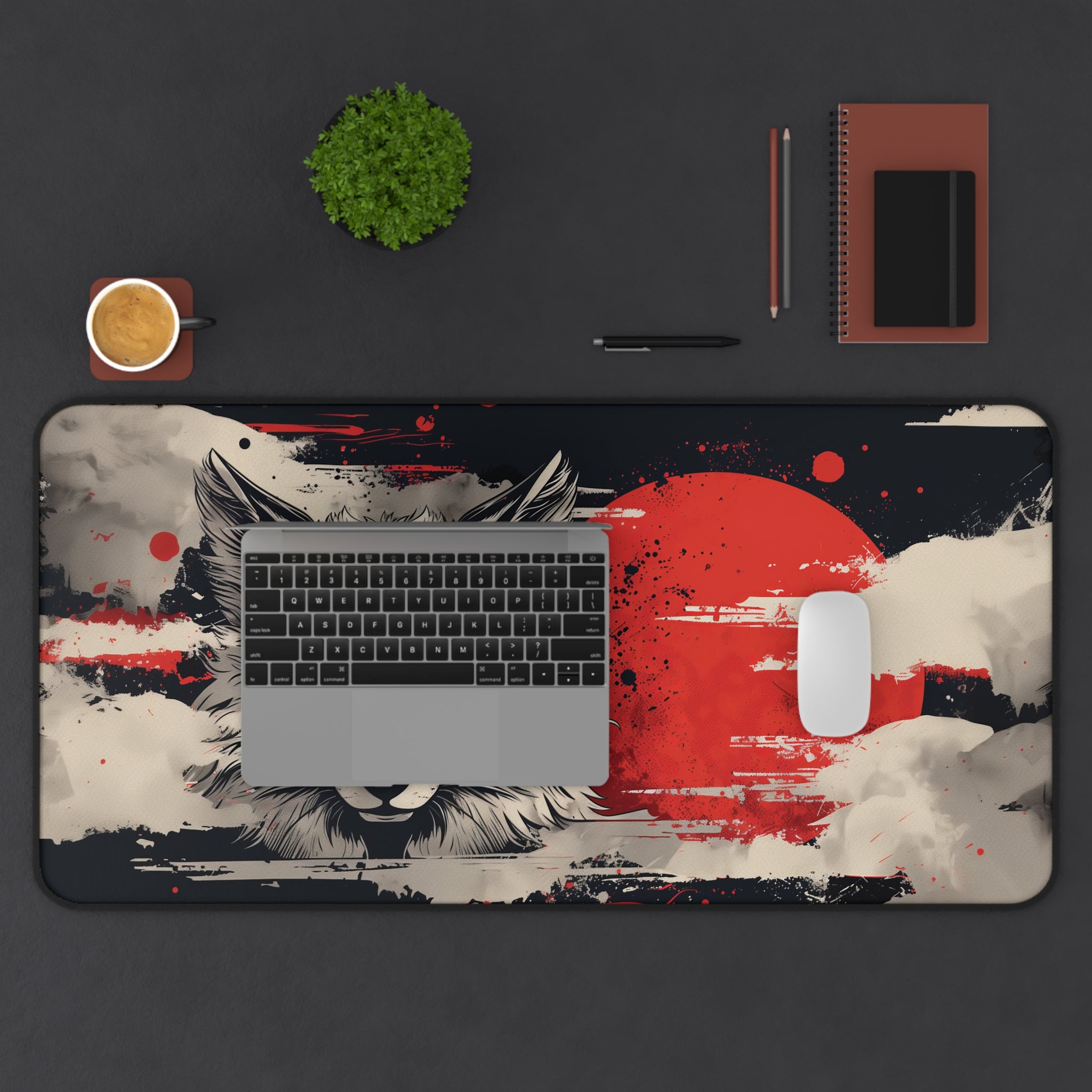 Red Moon Wolf Desk Mat   