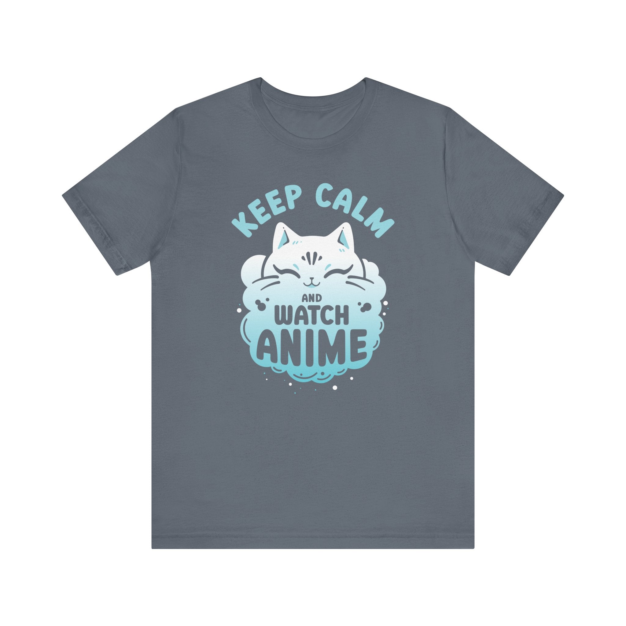 Unisex Keep Calm and Watch Anime T Shirt Steel Blue S 