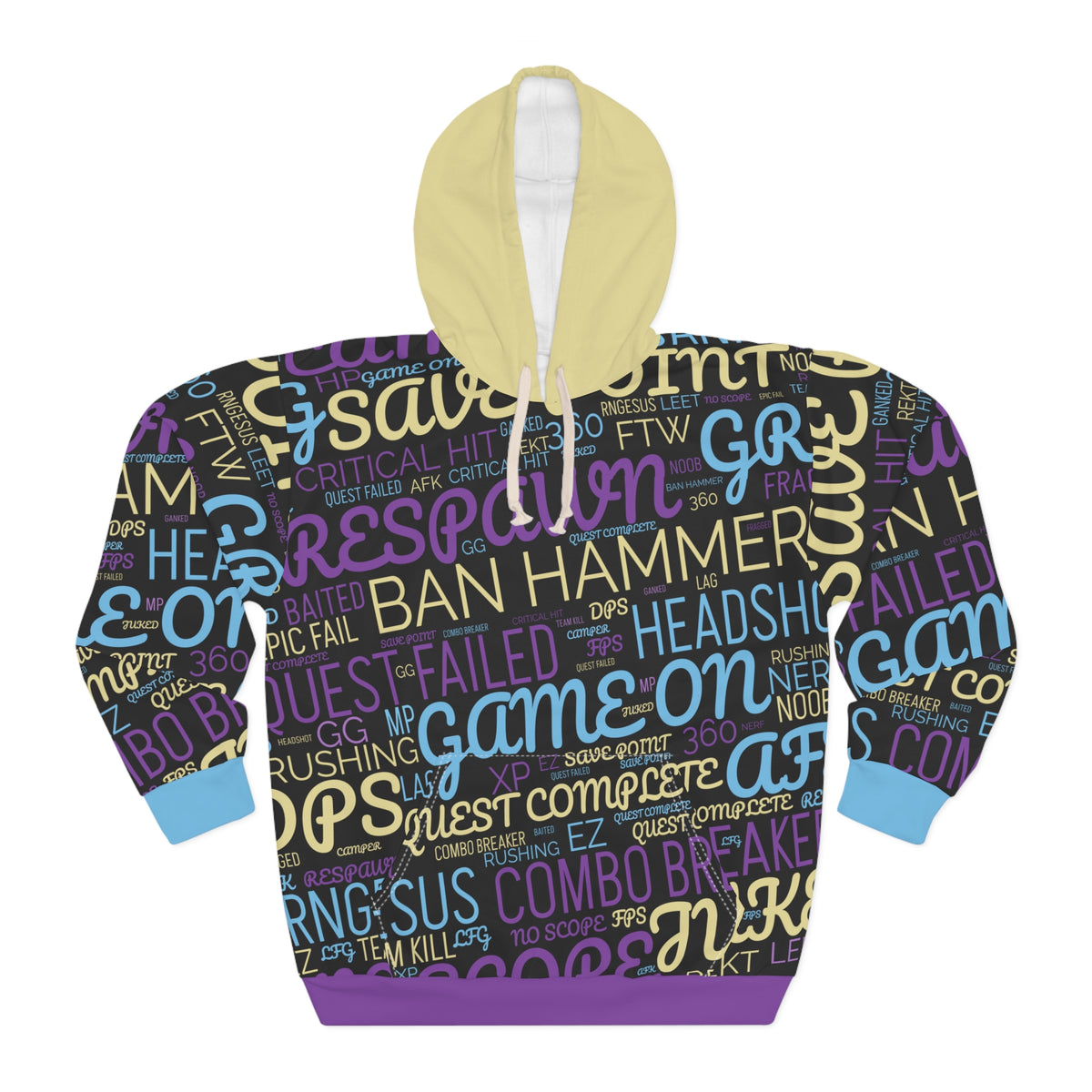 Unisex Gaming Words All Over Print Hoodie XS  