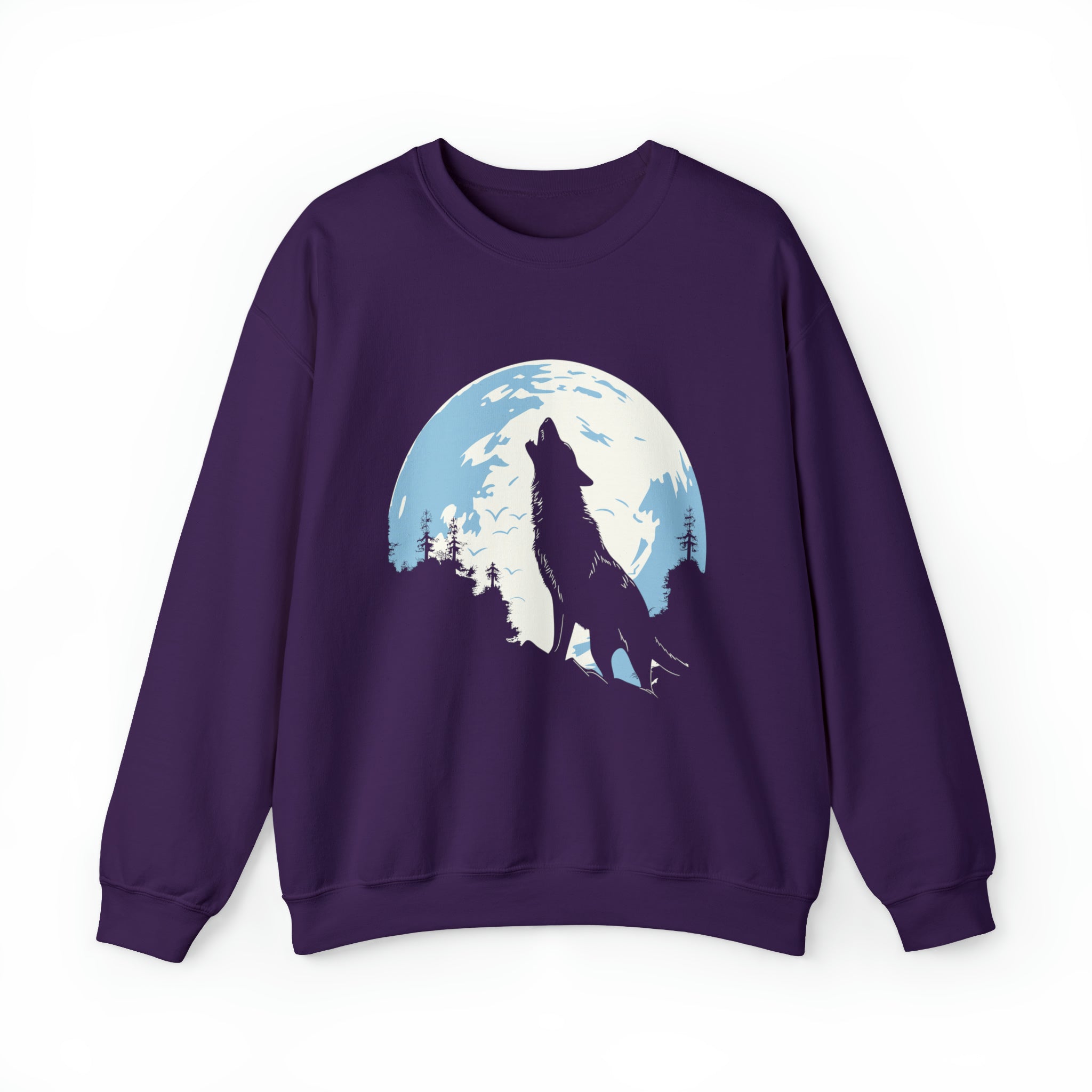 Unisex Howling Wolf Sweatshirt S Purple 