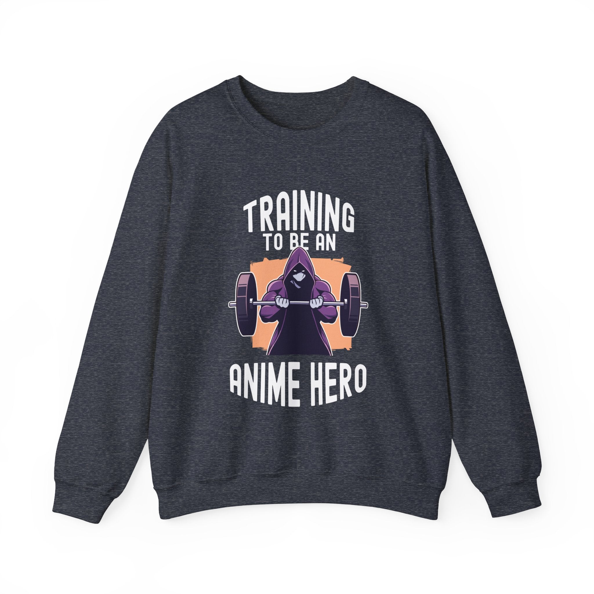 Unisex Training to be an Anime Hero Sweatshirt S Heather Sport Dark Navy 