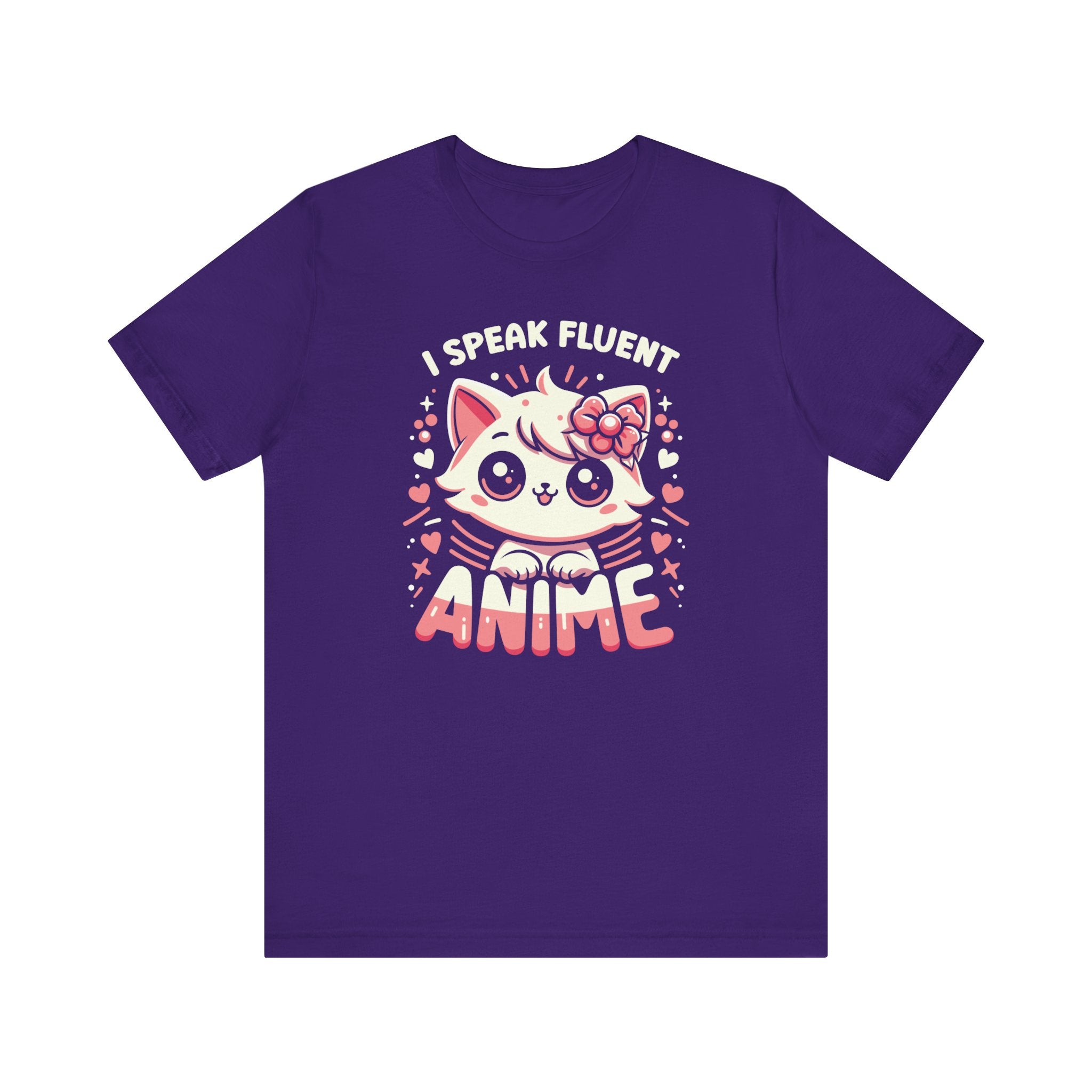 Unisex I Speak Fluent Anime Cute Cat T Shirt Team Purple S 