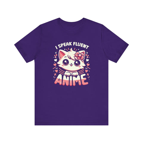 Unisex I Speak Fluent Anime Cute Cat T Shirt Team Purple S 