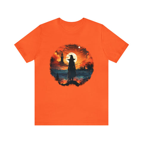 Unisex Witch Silhouette T Shirt Orange S 