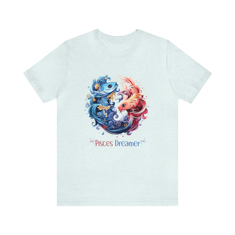 Unisex Pisces Dreamer T Shirt Heather Ice Blue S 