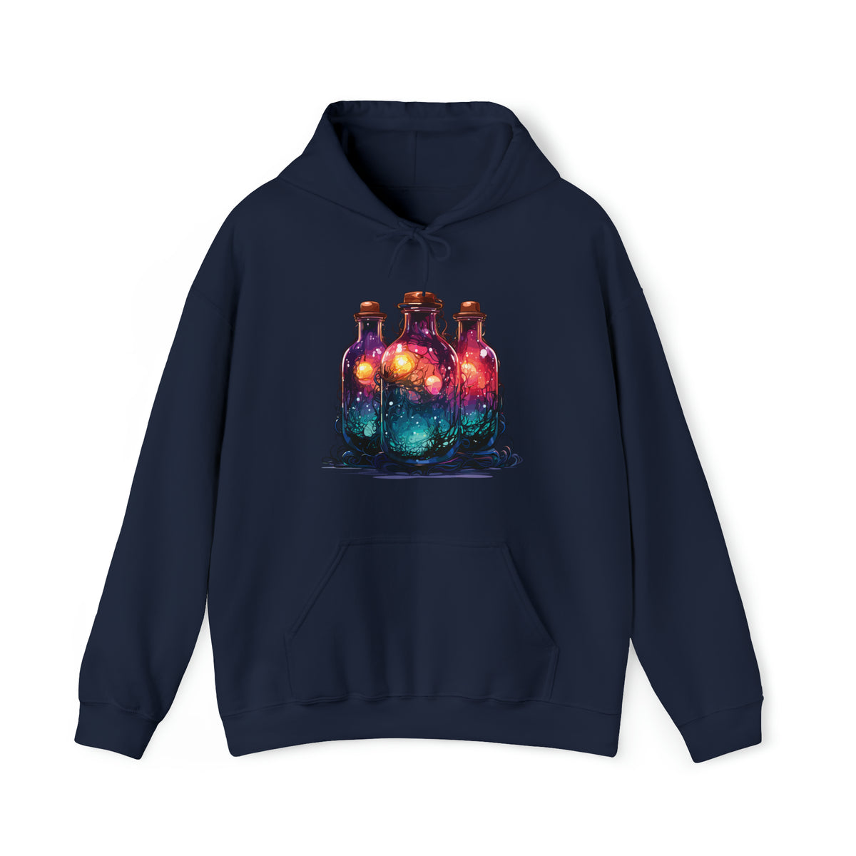 Unisex Dark Magic Bottles Hoodie Navy S 