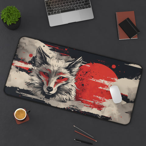 Red Moon Wolf Desk Mat   