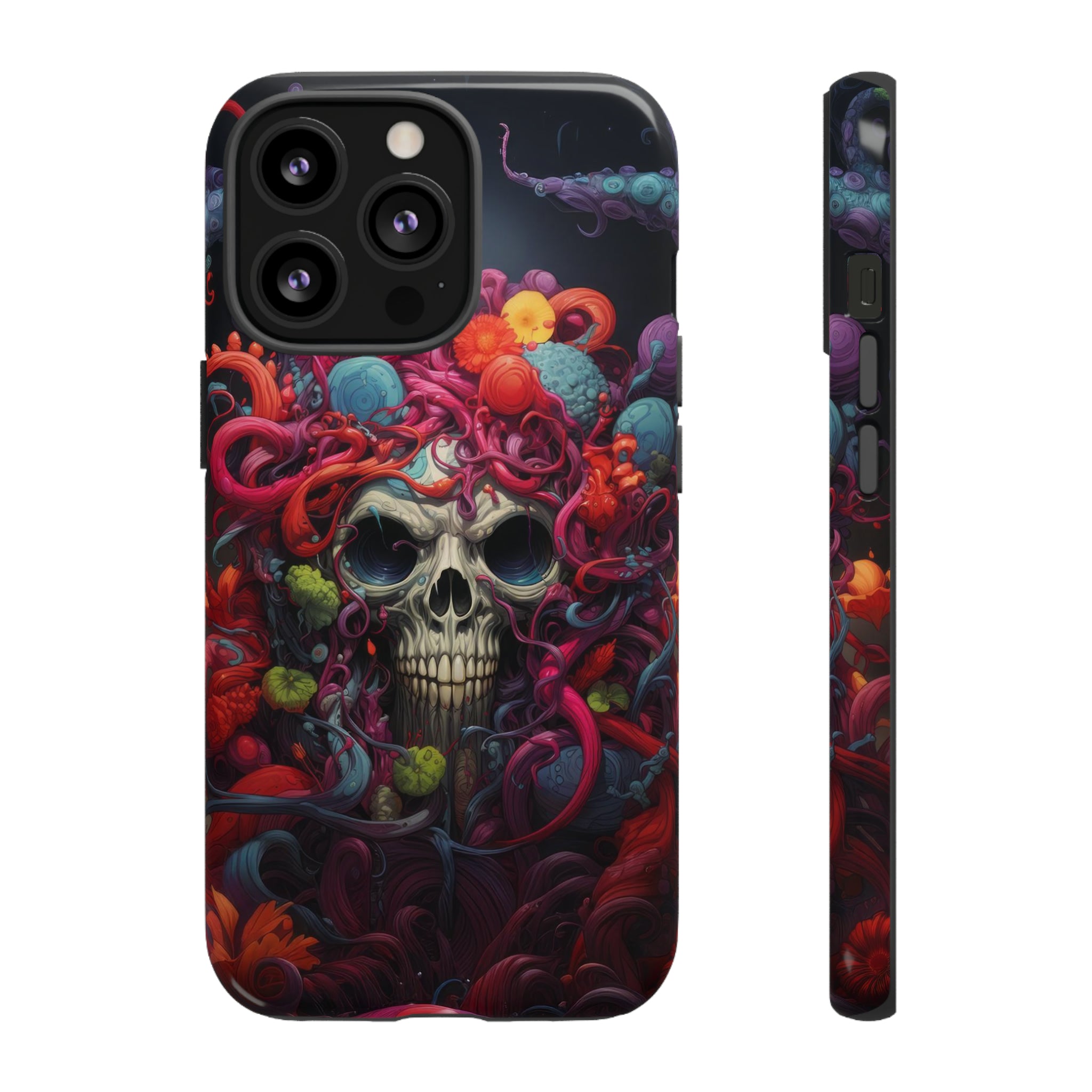 Psychedelic Skull & Tentacles Phone Case iPhone 13 Pro Glossy 