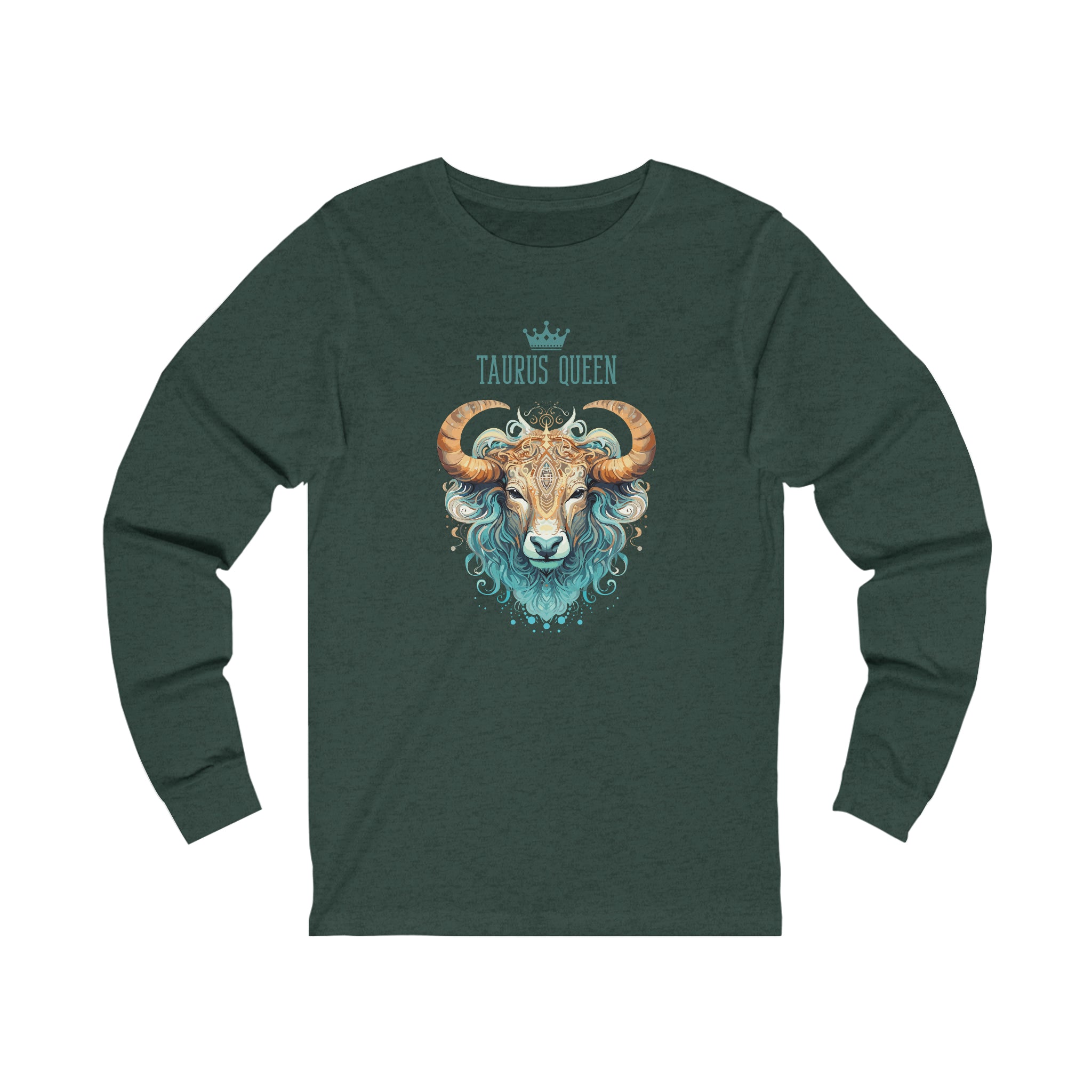 Womens Taurus Queen Long Sleeve T Shirt S Heather Forest 