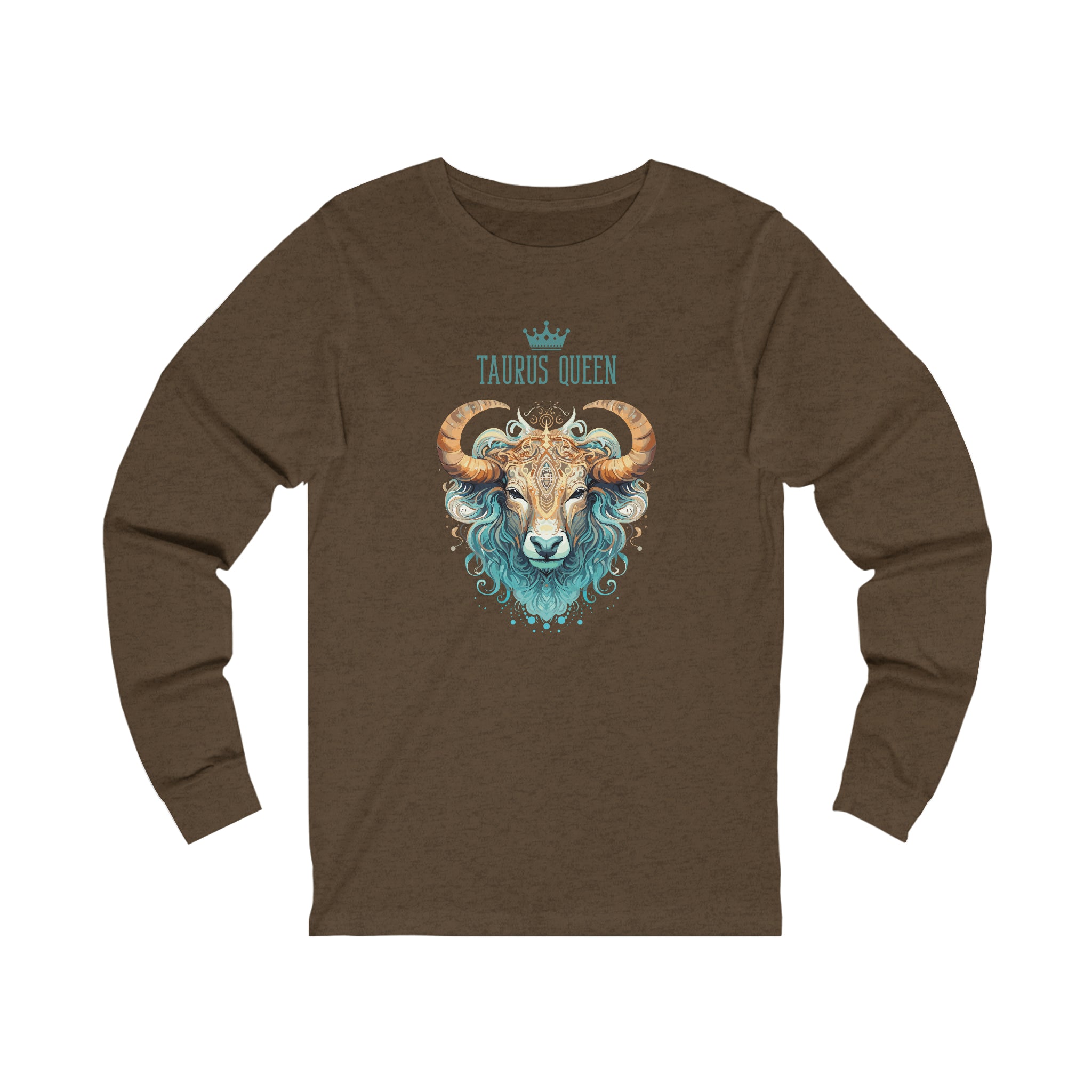 Womens Taurus Queen Long Sleeve T Shirt S Heather Brown 