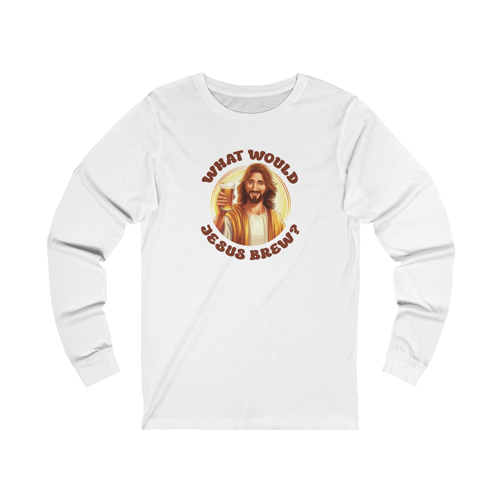 Unisex What Would Jesus Brew Beer Long Sleeve T Shirt S White 