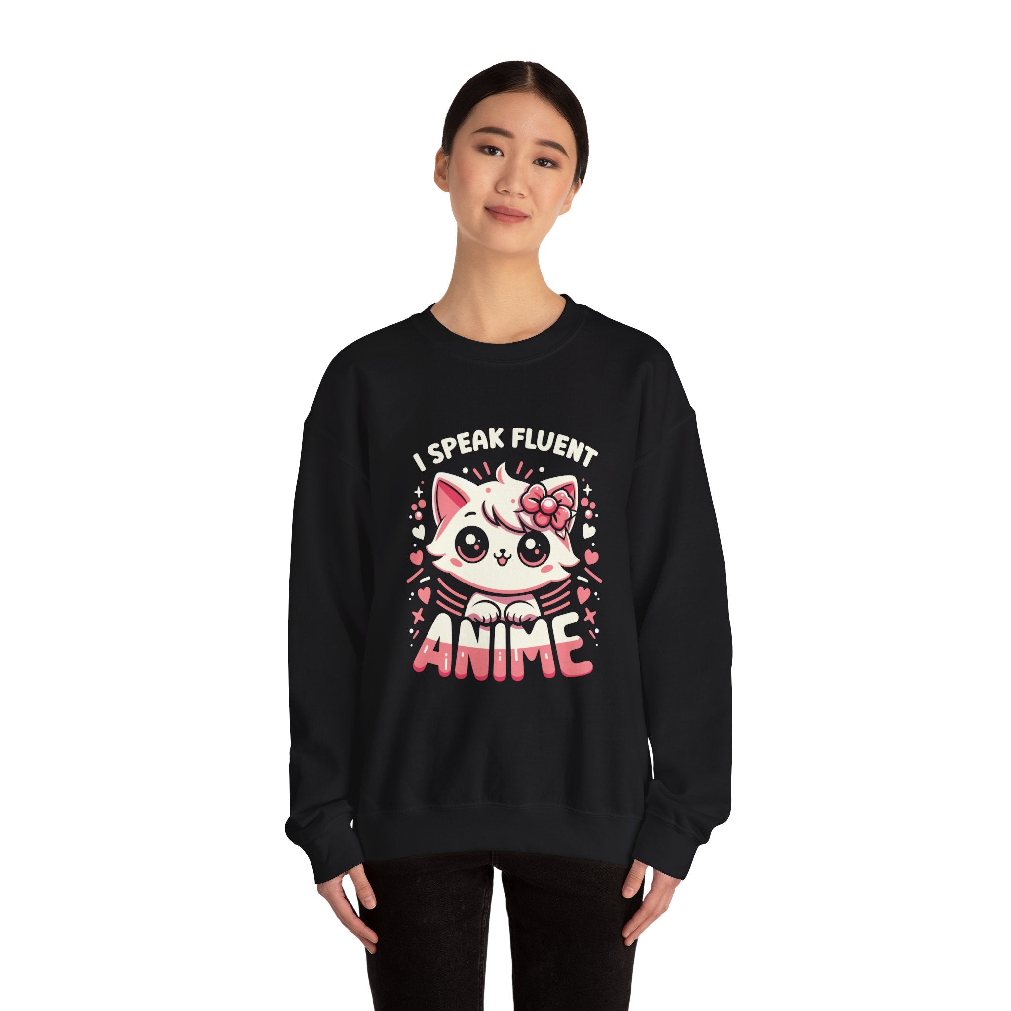 Unisex I Speak Fluent Anime Cute Cat Sweatshirt   