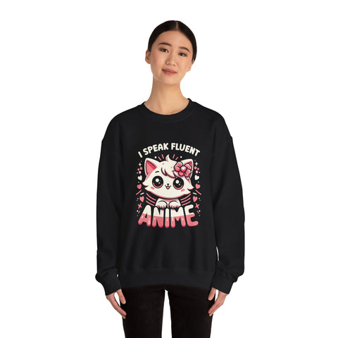 Unisex I Speak Fluent Anime Cute Cat Sweatshirt   