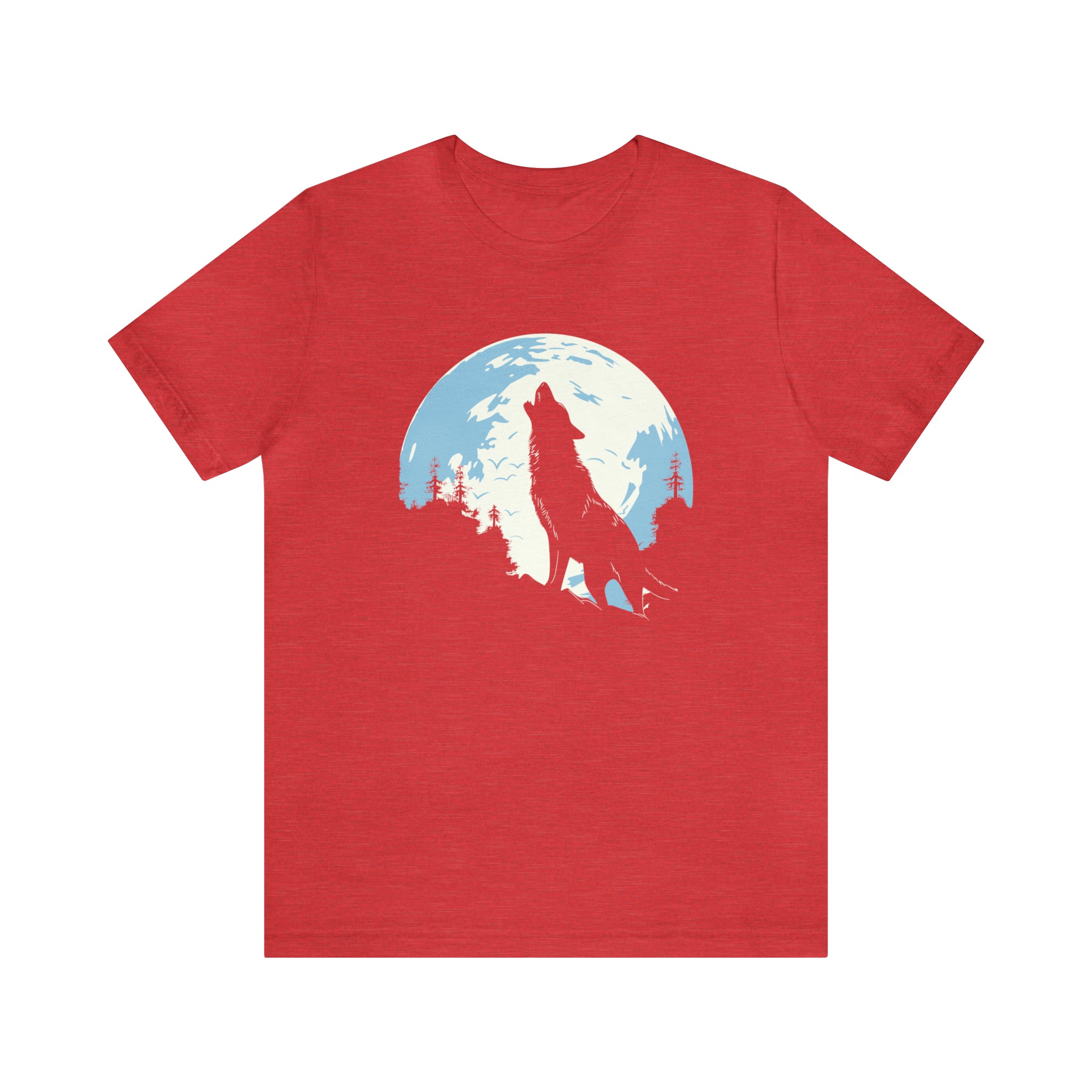 Unisex Howling Wolf T Shirt Heather Red S 