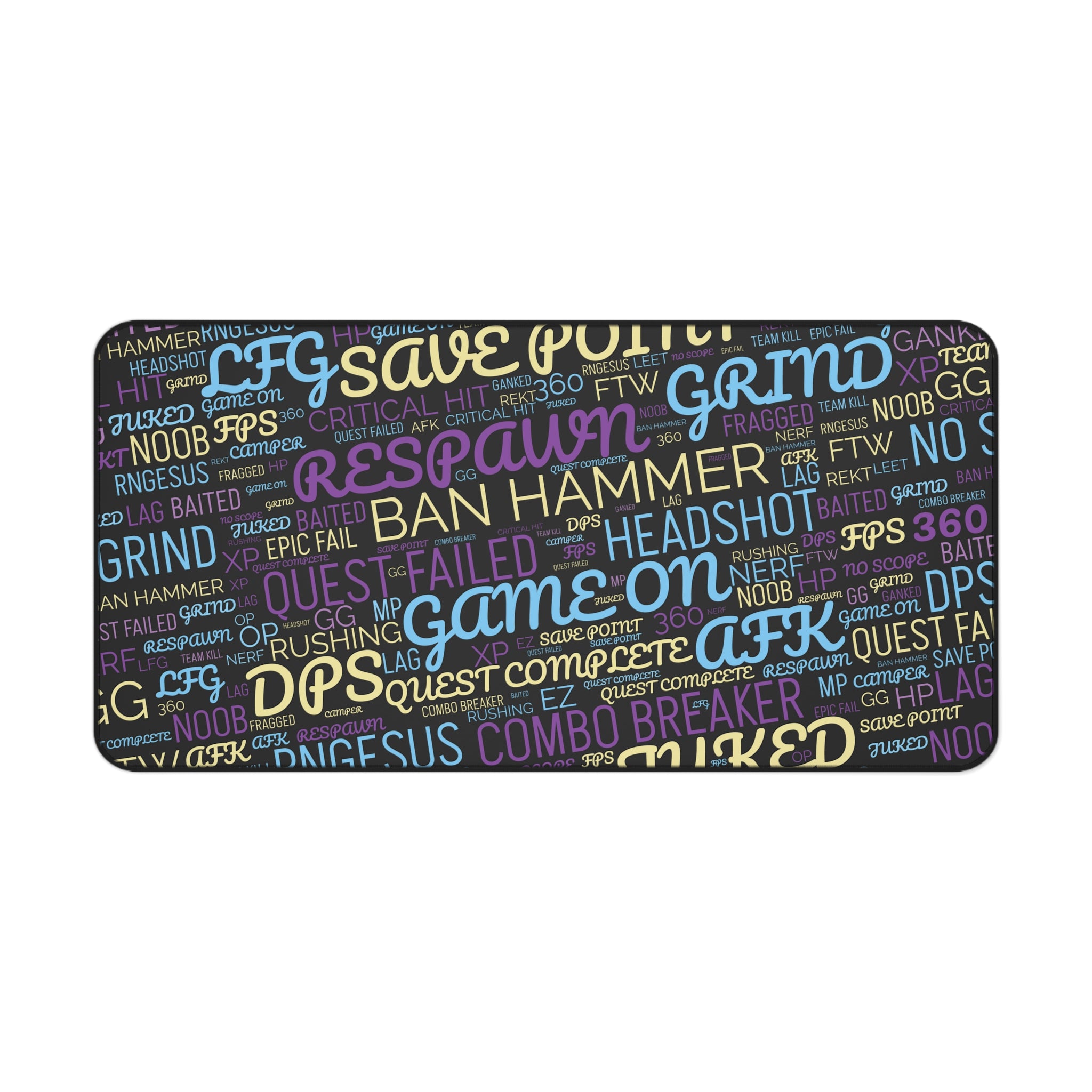 Gaming Words Desk Mat 15.5" × 31"  