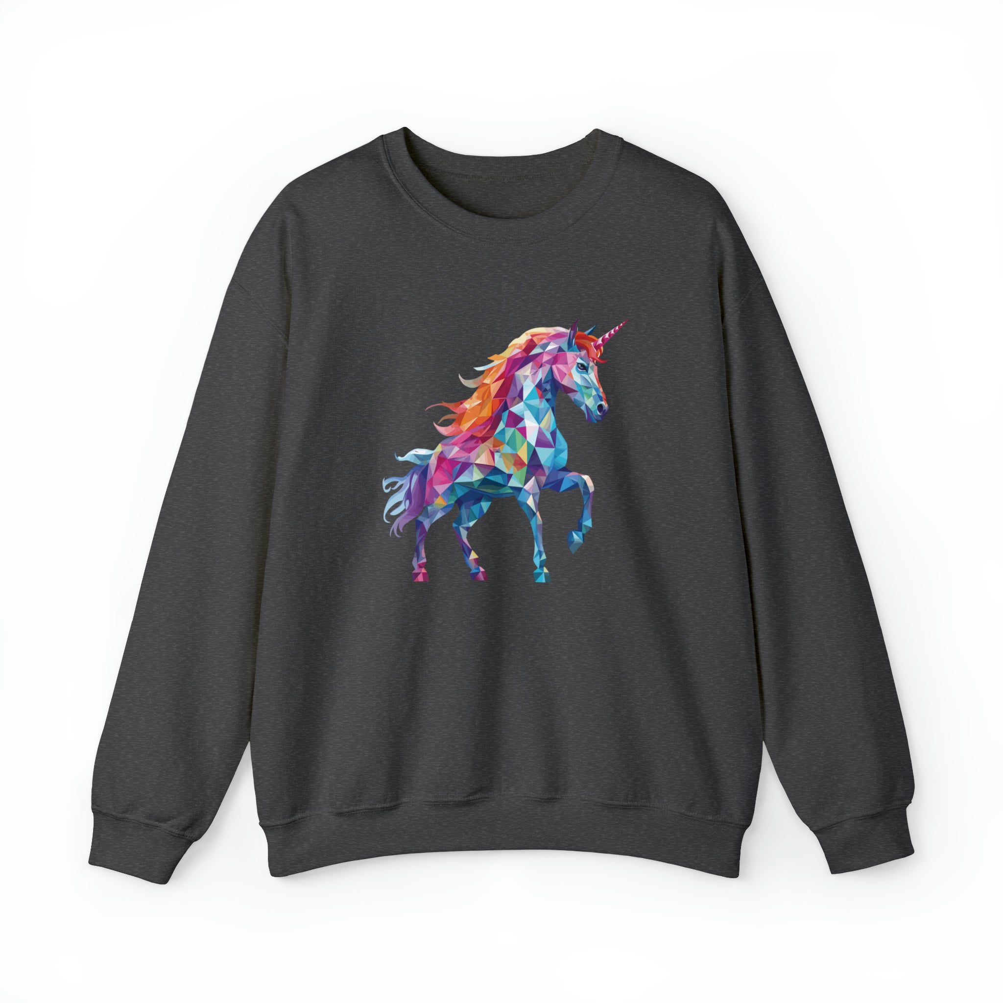 Unisex Crystallized Unicorn Sweatshirt S Dark Heather 