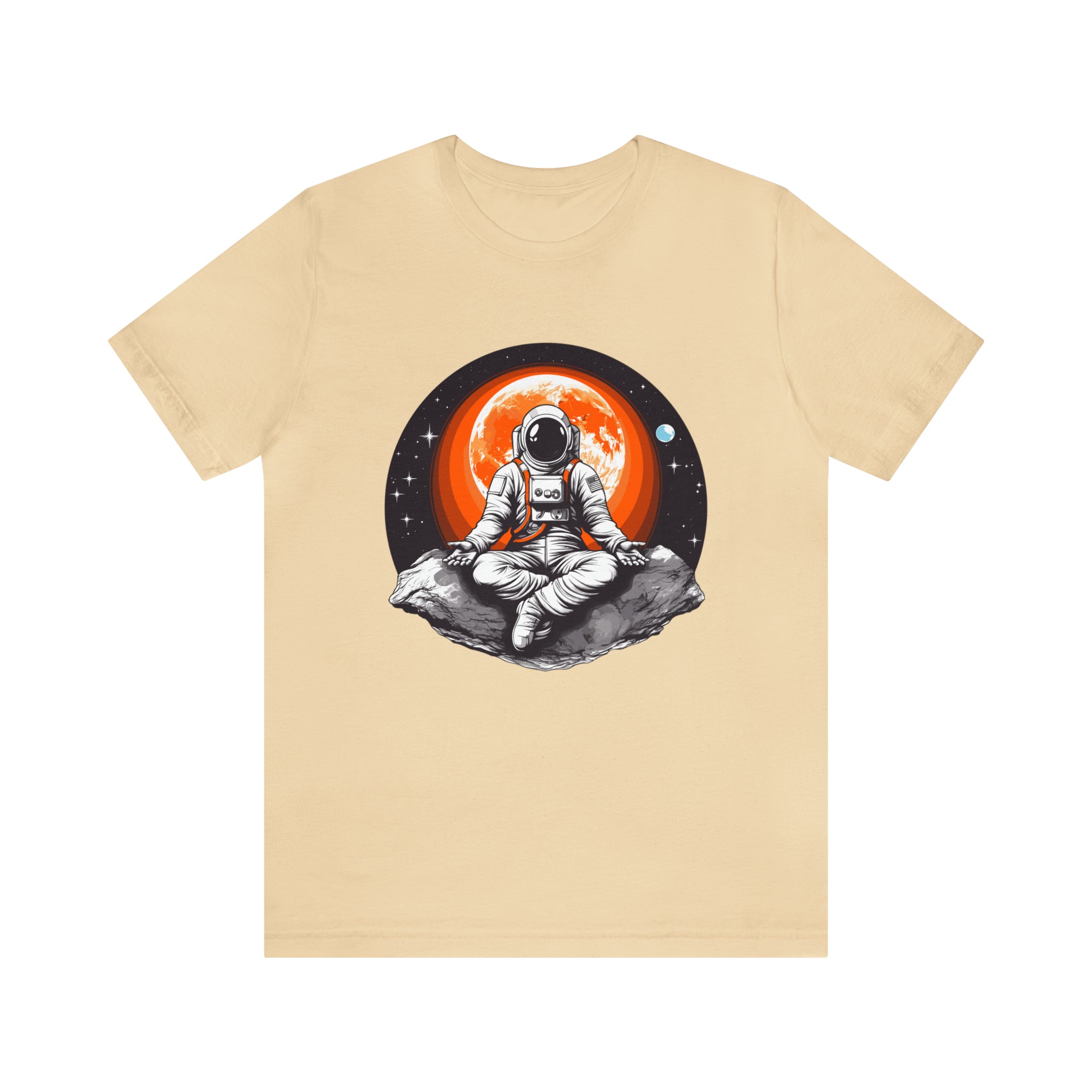 Unisex Meditating Astronaut T Shirt Soft Cream S 