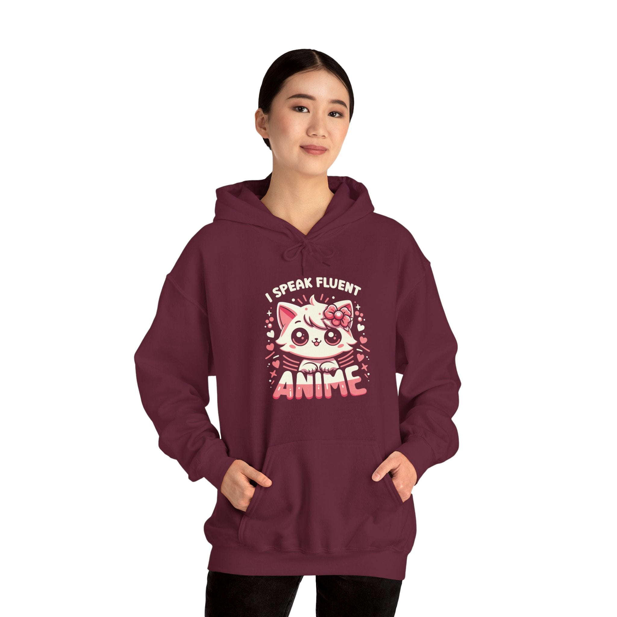 Unisex I Speak Fluent Anime Cute Cat Hoodie   