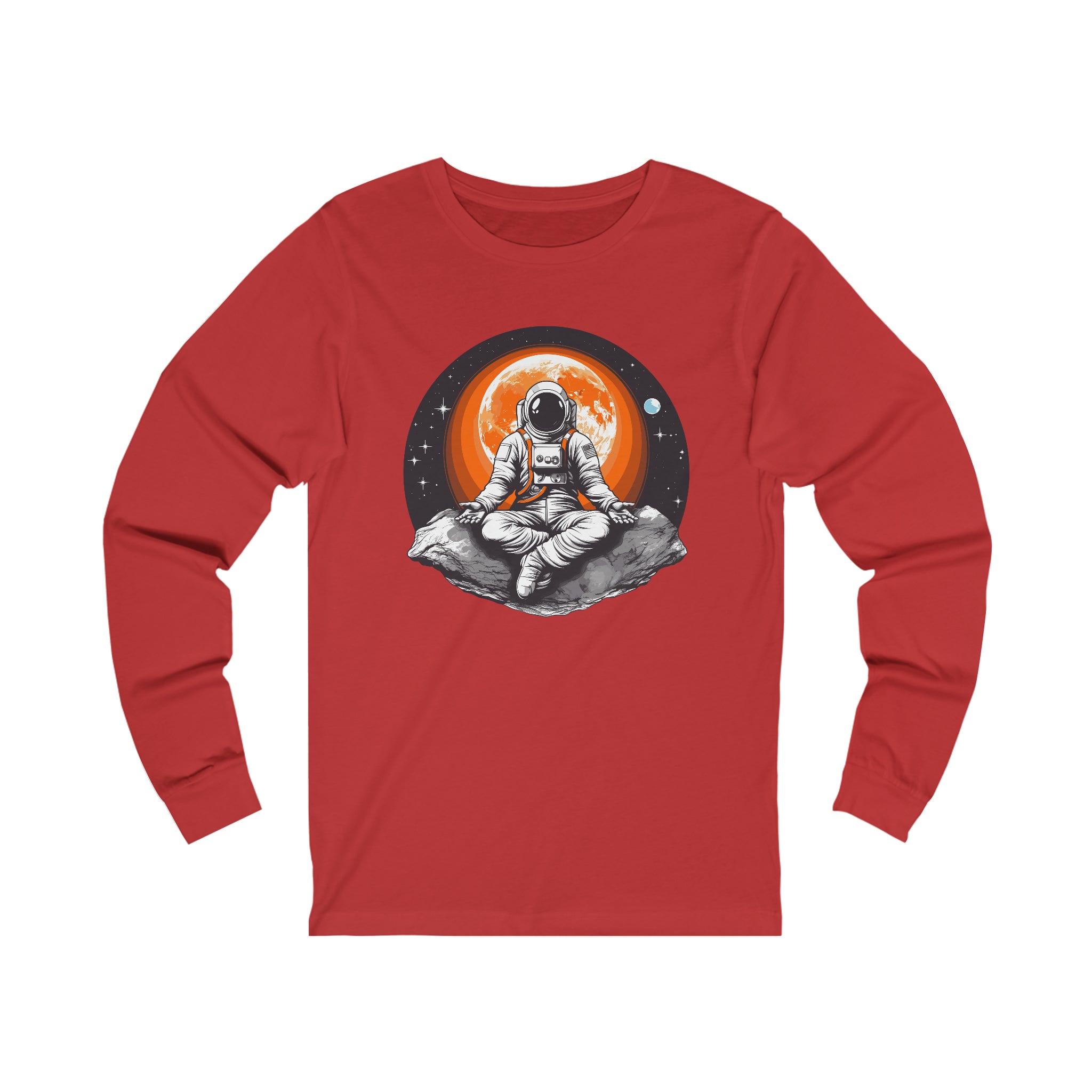 Unisex Meditating Astronaut Long Sleeve T Shirt   