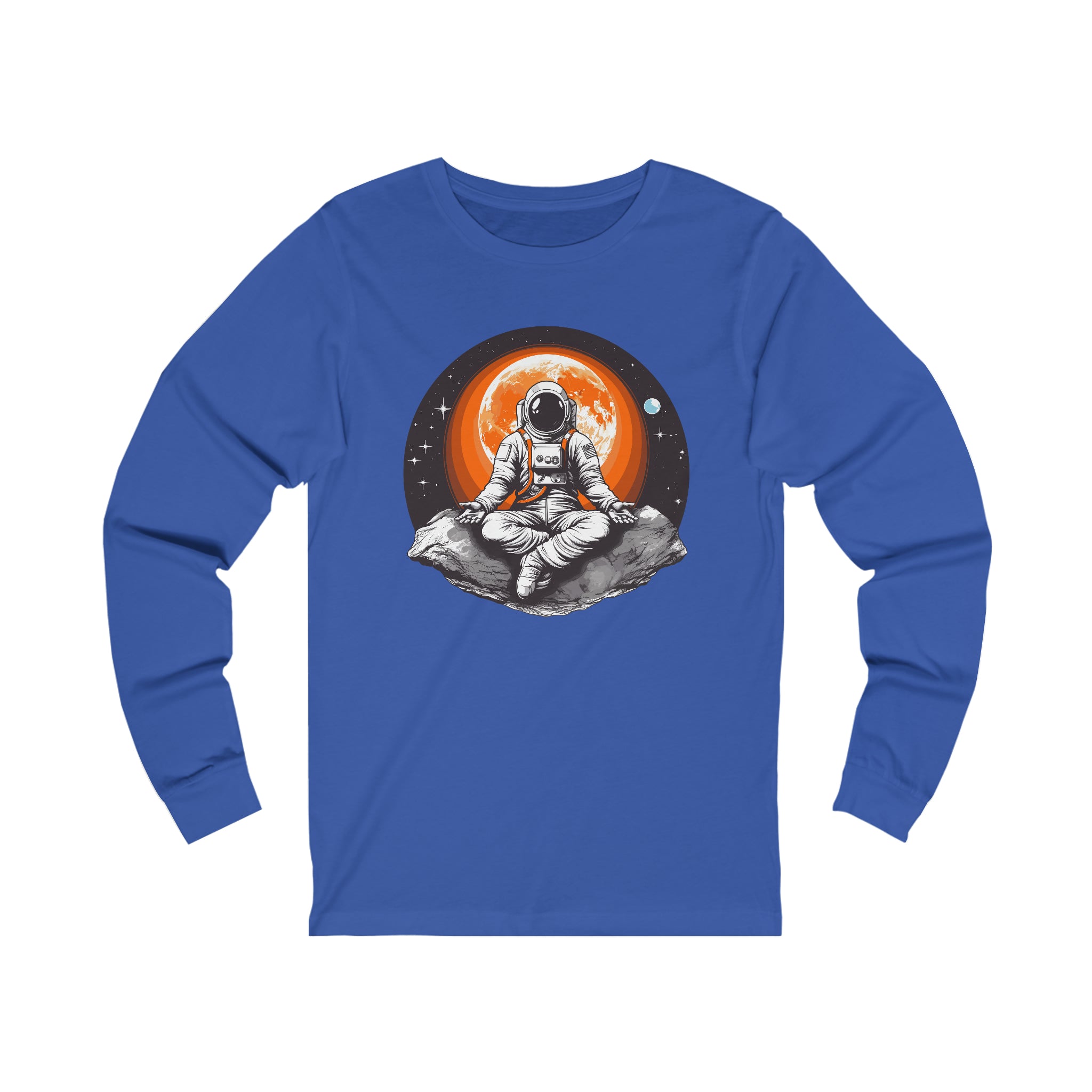 Unisex Meditating Astronaut Long Sleeve T Shirt   