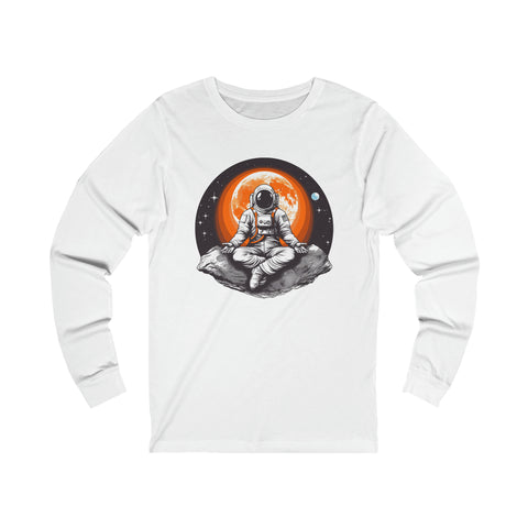 Unisex Meditating Astronaut Long Sleeve T Shirt S White 