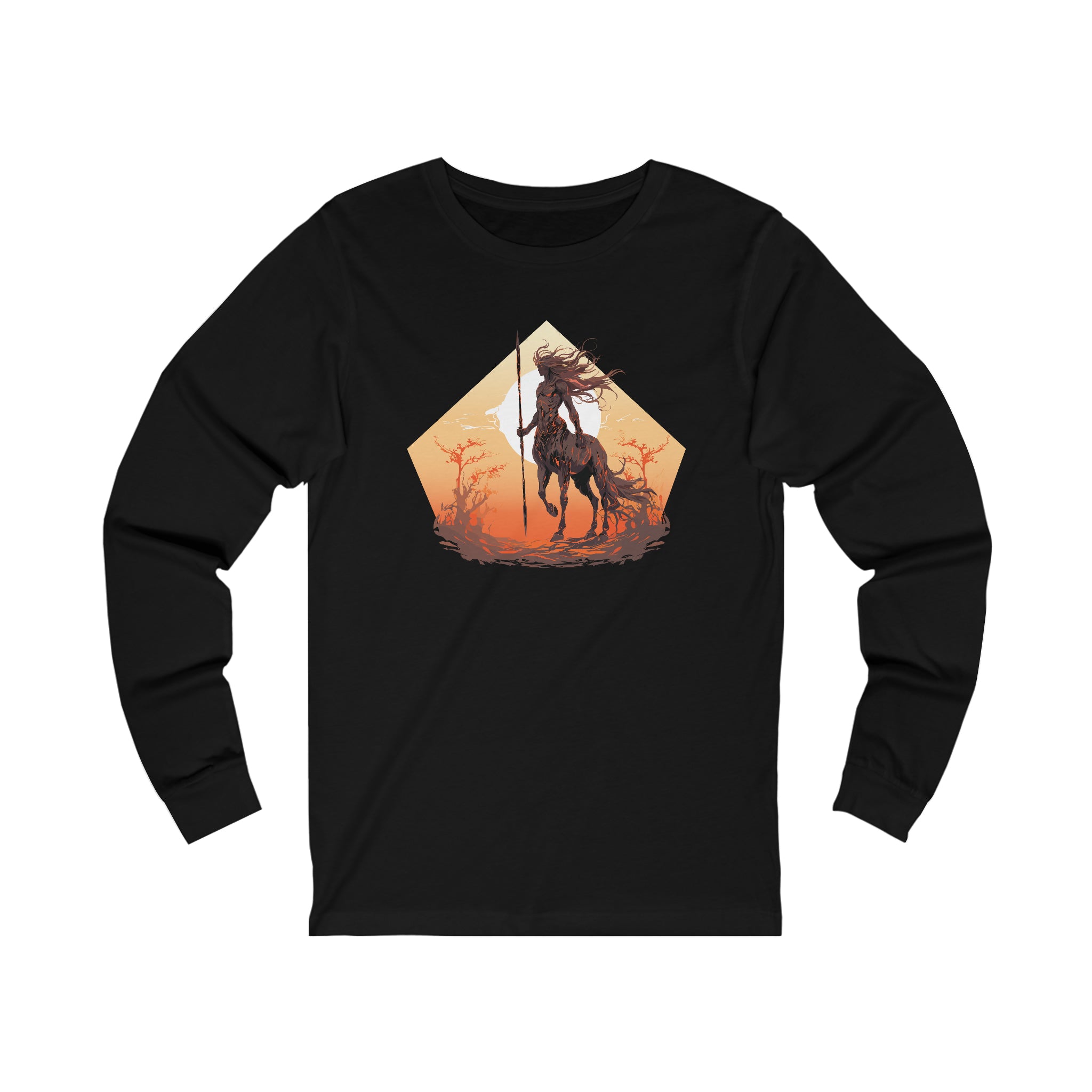 Unisex Centaur Warrior Long Sleeve T Shirt S Black 