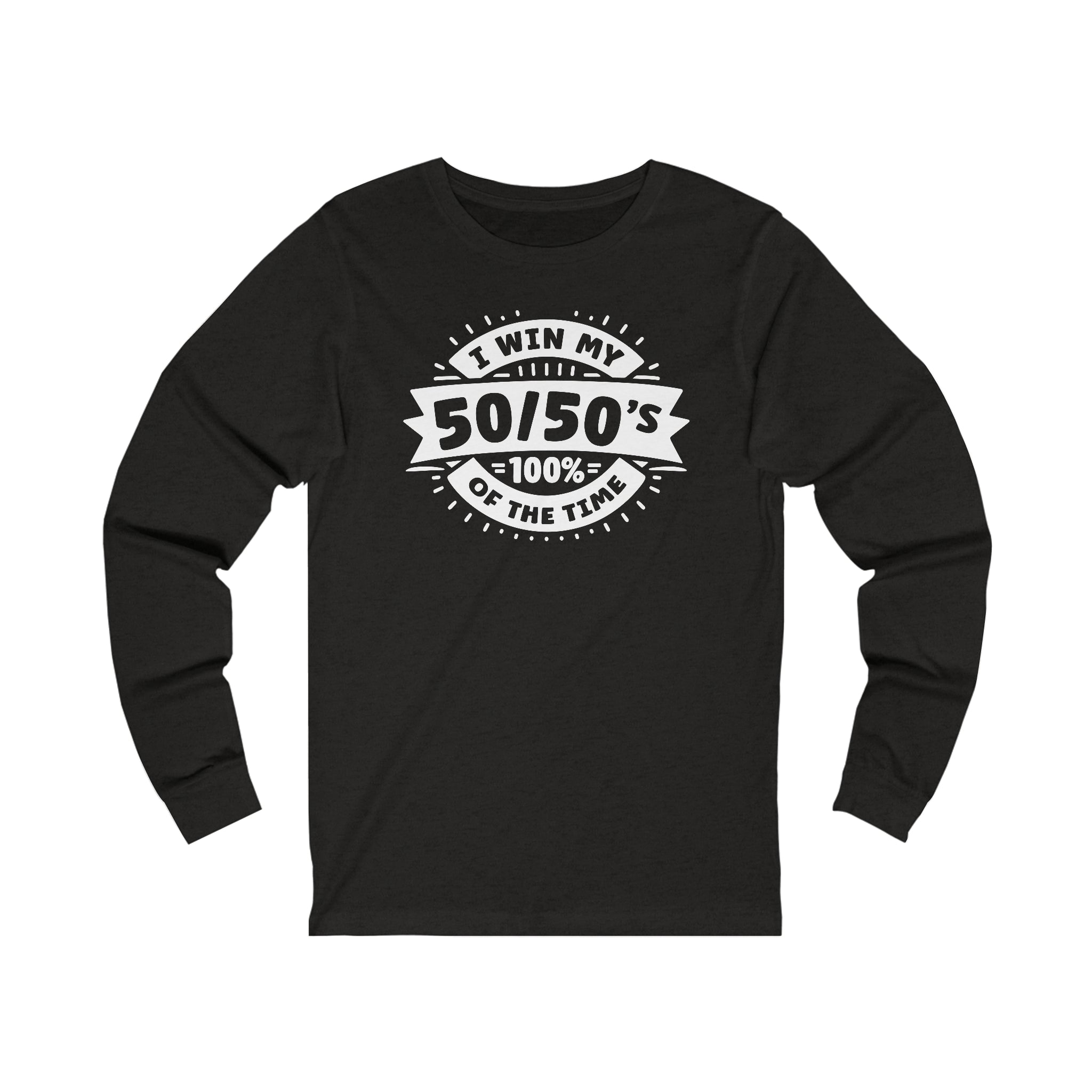 Unisex Gacha 50 50 Winner Long Sleeve T Shirt M Black Heather 