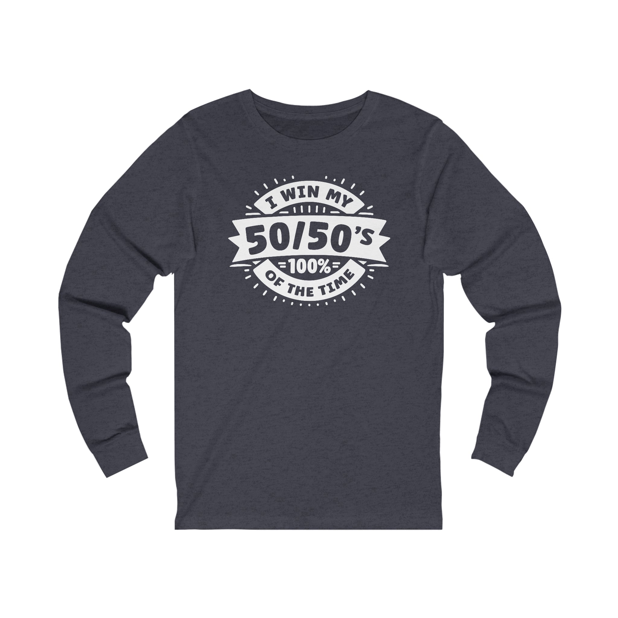 Unisex Gacha 50 50 Winner Long Sleeve T Shirt S Heather Navy 