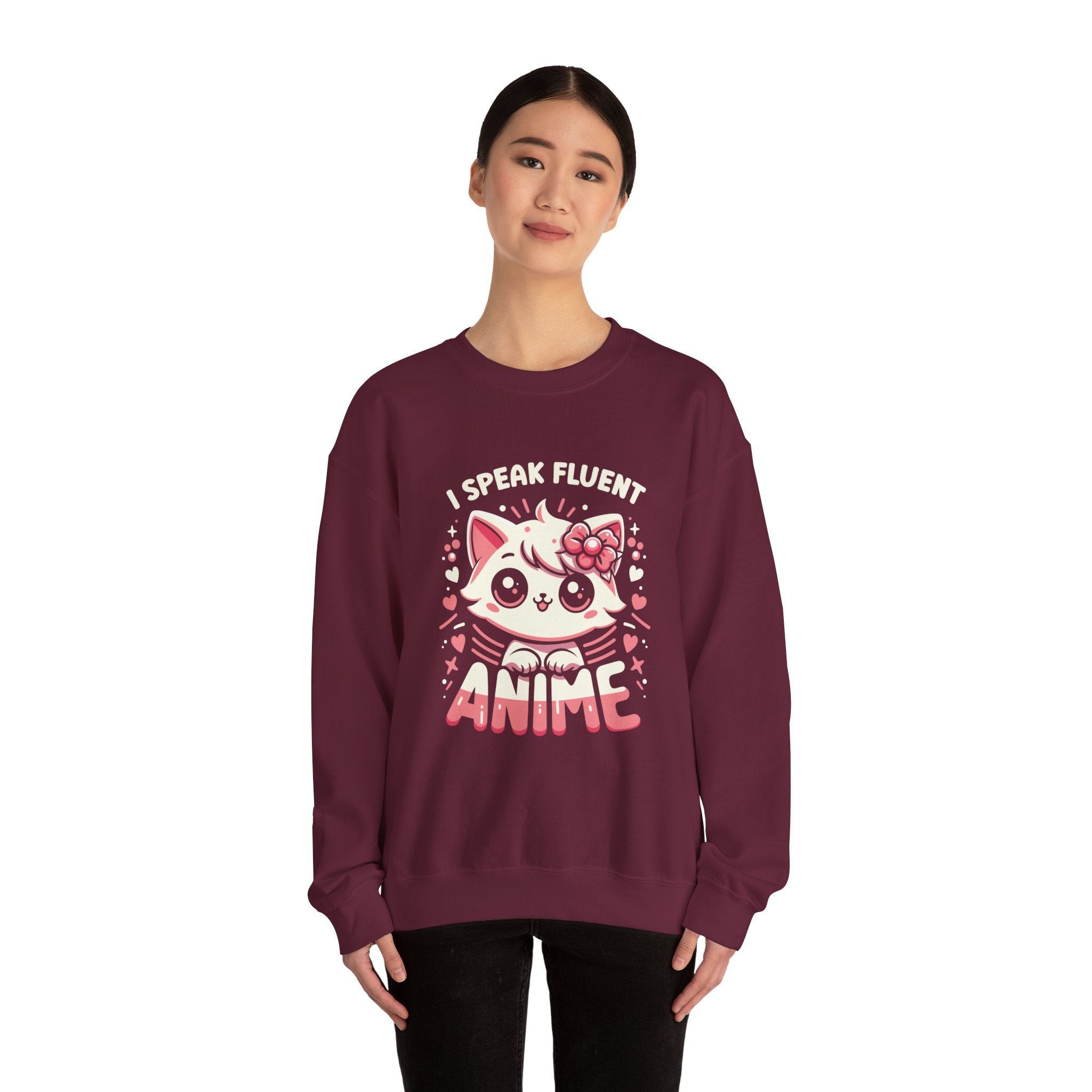 Unisex I Speak Fluent Anime Cute Cat Sweatshirt   