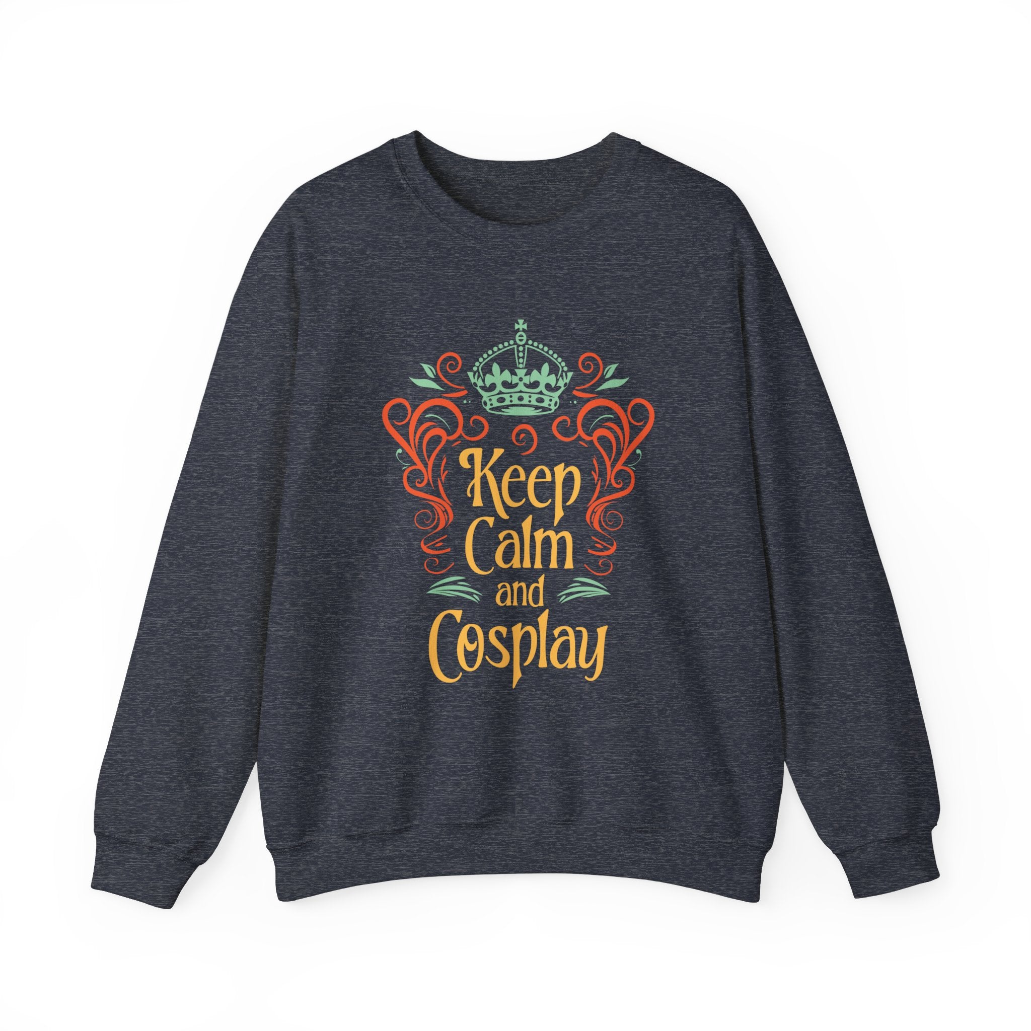 Unisex Keep Calm and Cosplay Sweatshirt S Heather Sport Dark Navy 