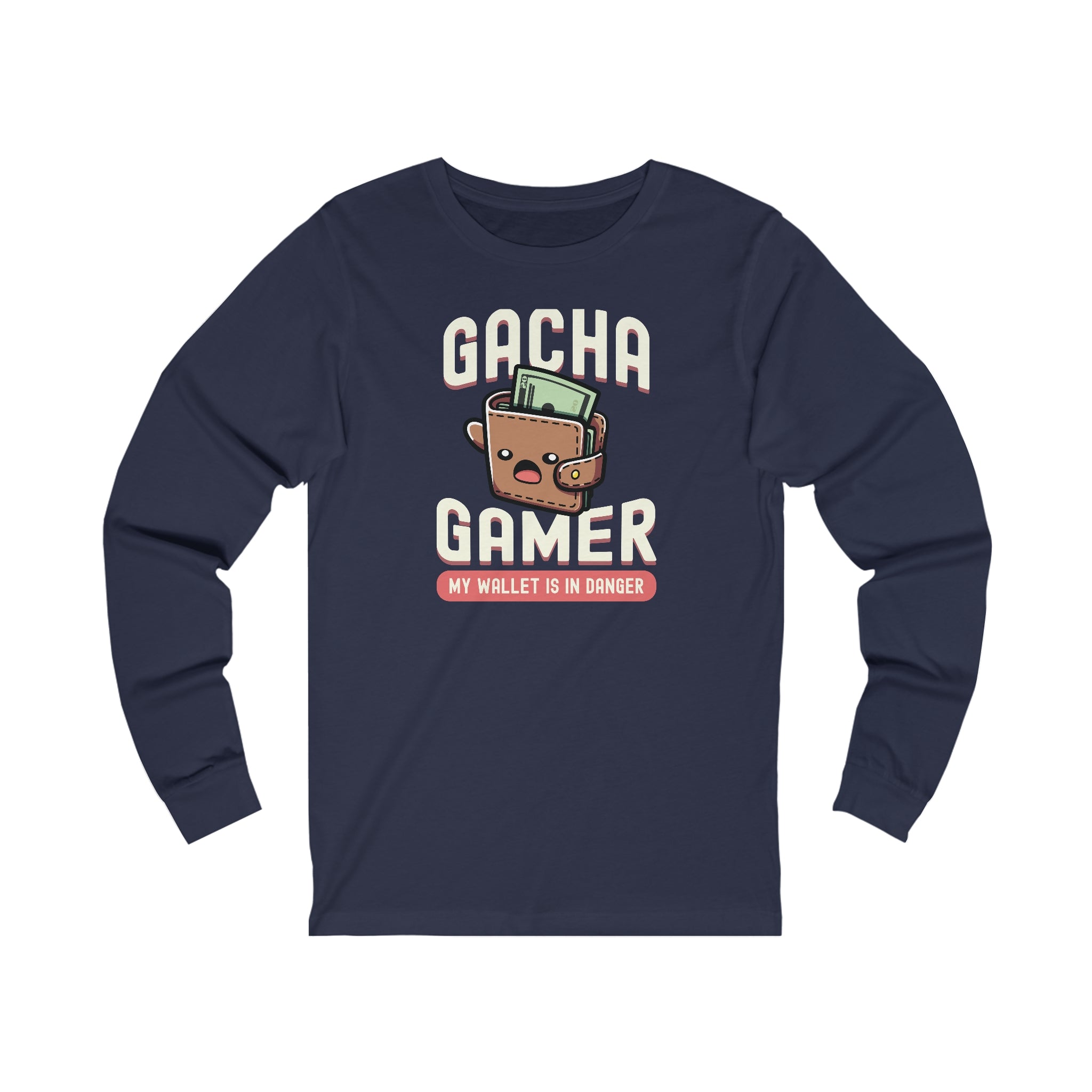 Unisex Gacha Gamer My Wallet is in Trouble Long Sleeve T Shirt S Navy 