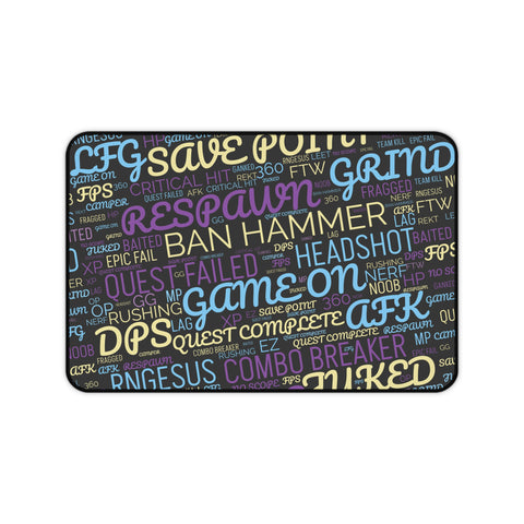 Gaming Words Desk Mat 12" × 18"  