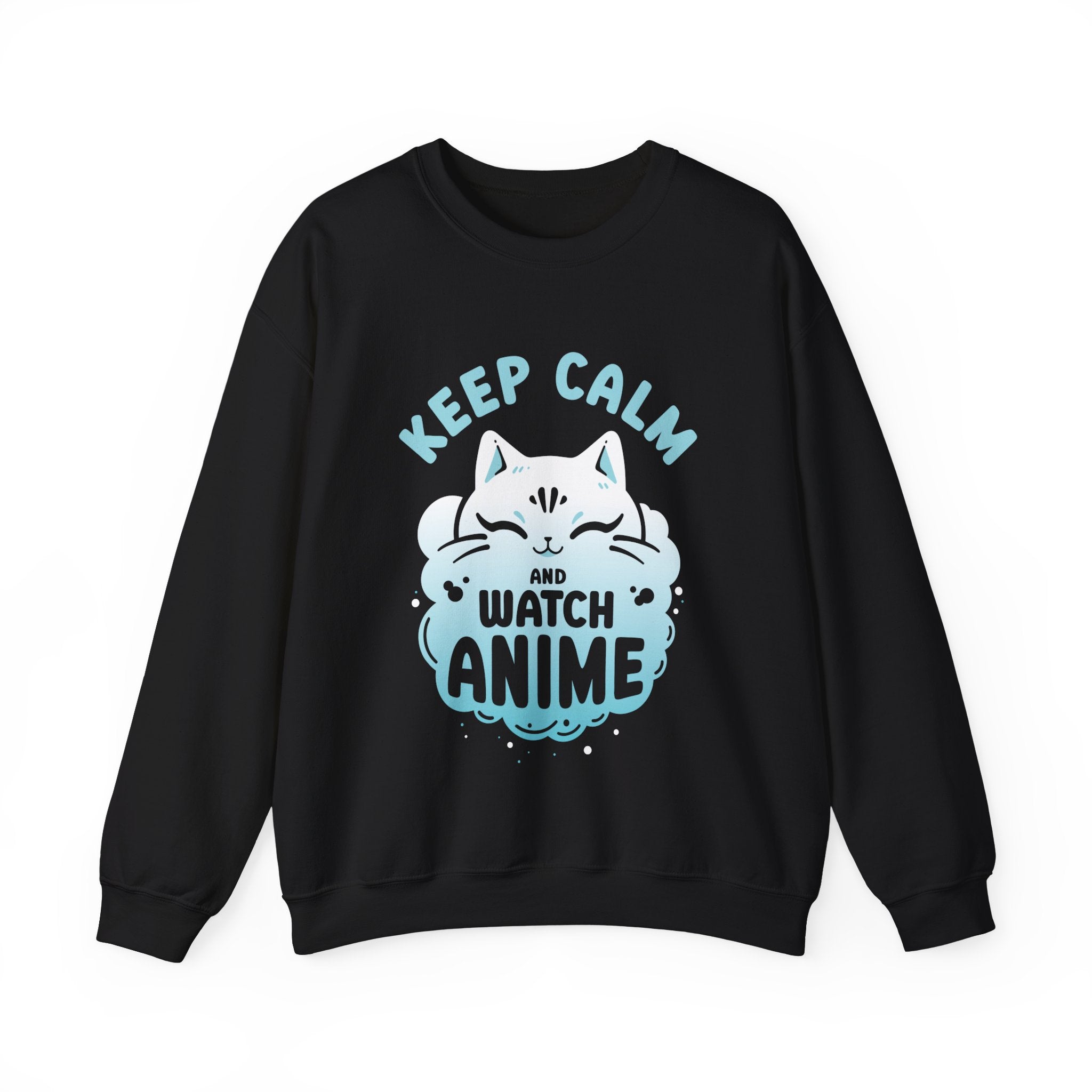 Unisex Keep Calm and Watch Anime Sweatshirt S Black 