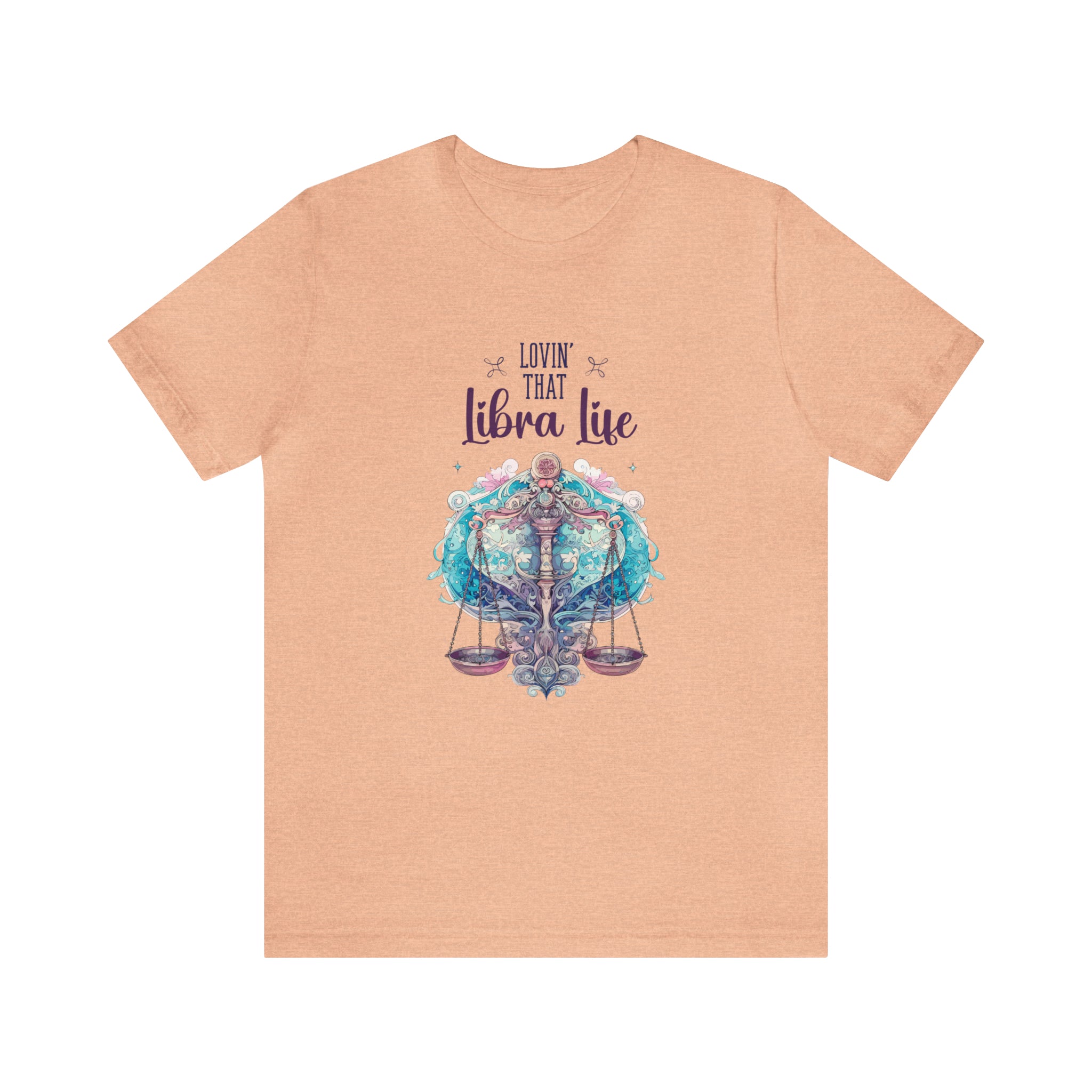 Unisex Libra Life T Shirt Heather Peach S 