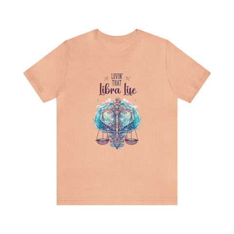 Unisex Libra Life T Shirt Heather Peach S 