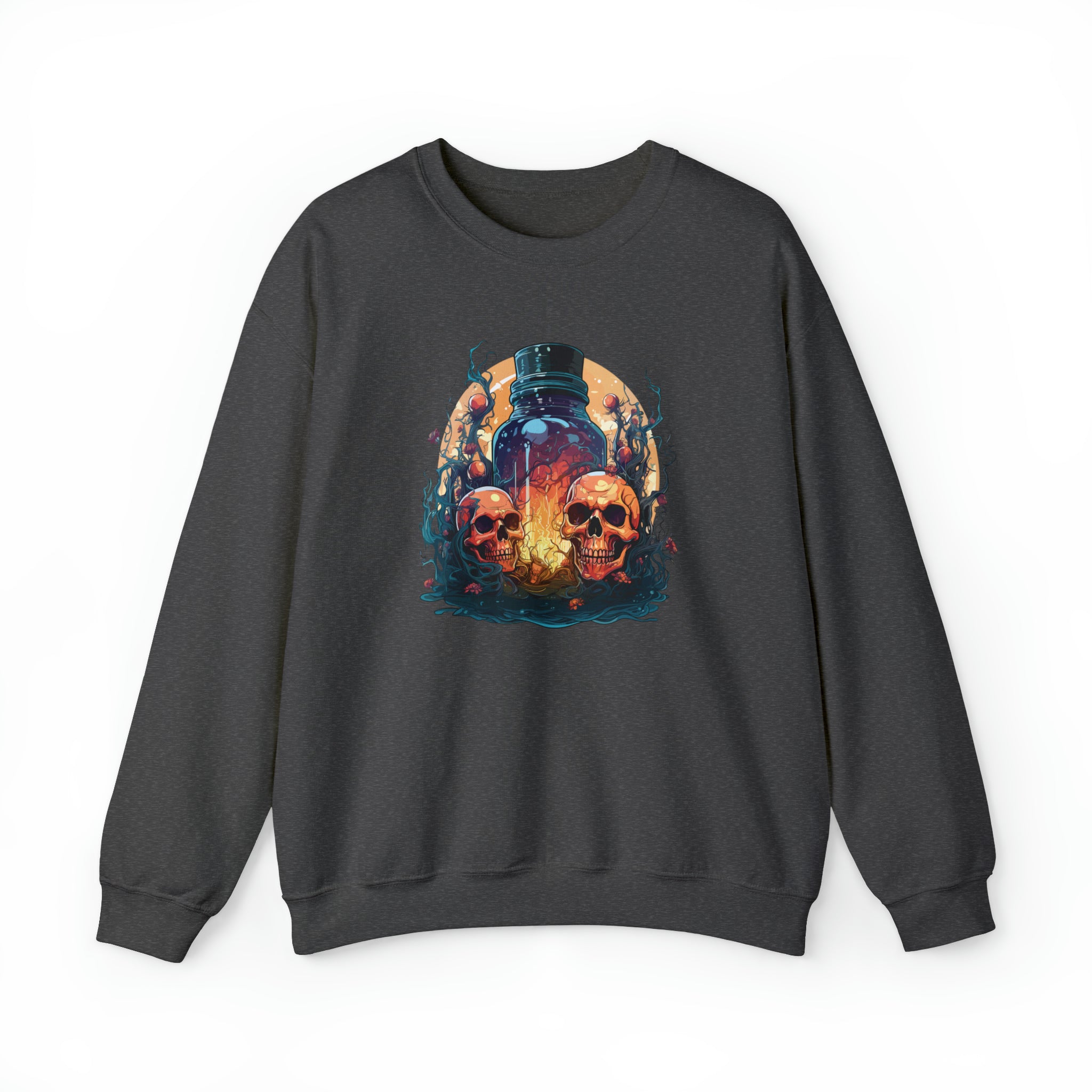 Unisex Magic Potion & Skulls Sweatshirt S Dark Heather 