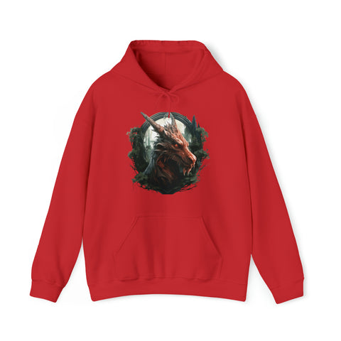 Unisex Dragon Face Hoodie Red S 