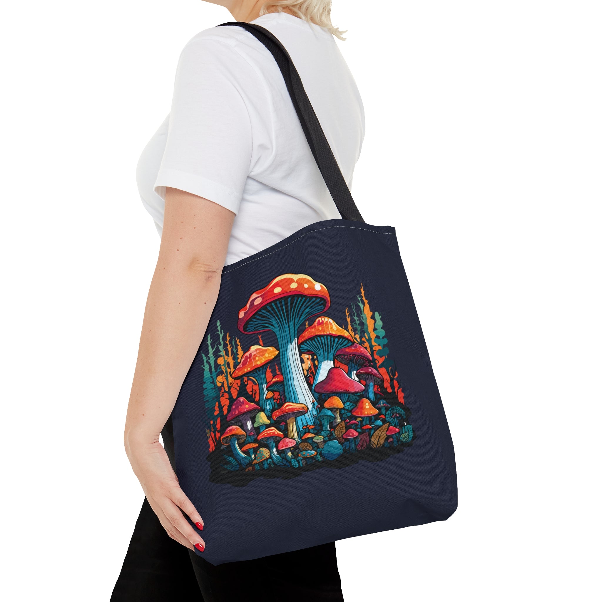 Orange Mushroom Forest Tote Bag   