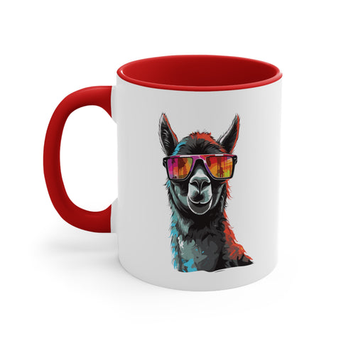 11oz Black Llama Sunglasses Coffee Mug 11oz Red 