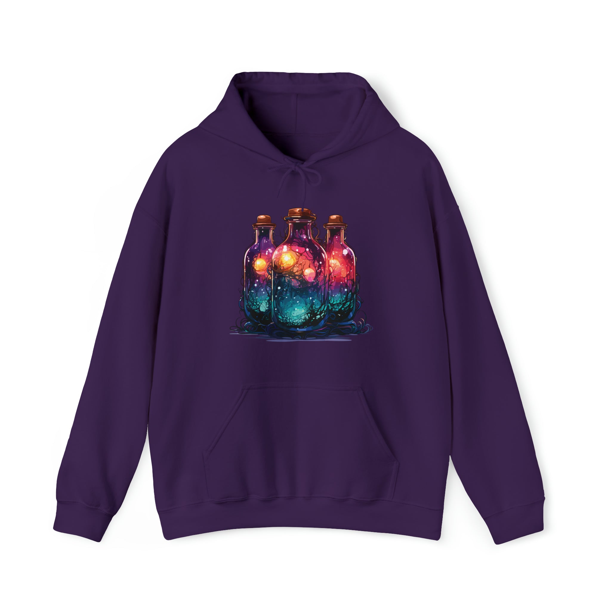 Unisex Dark Magic Bottles Hoodie Purple S 