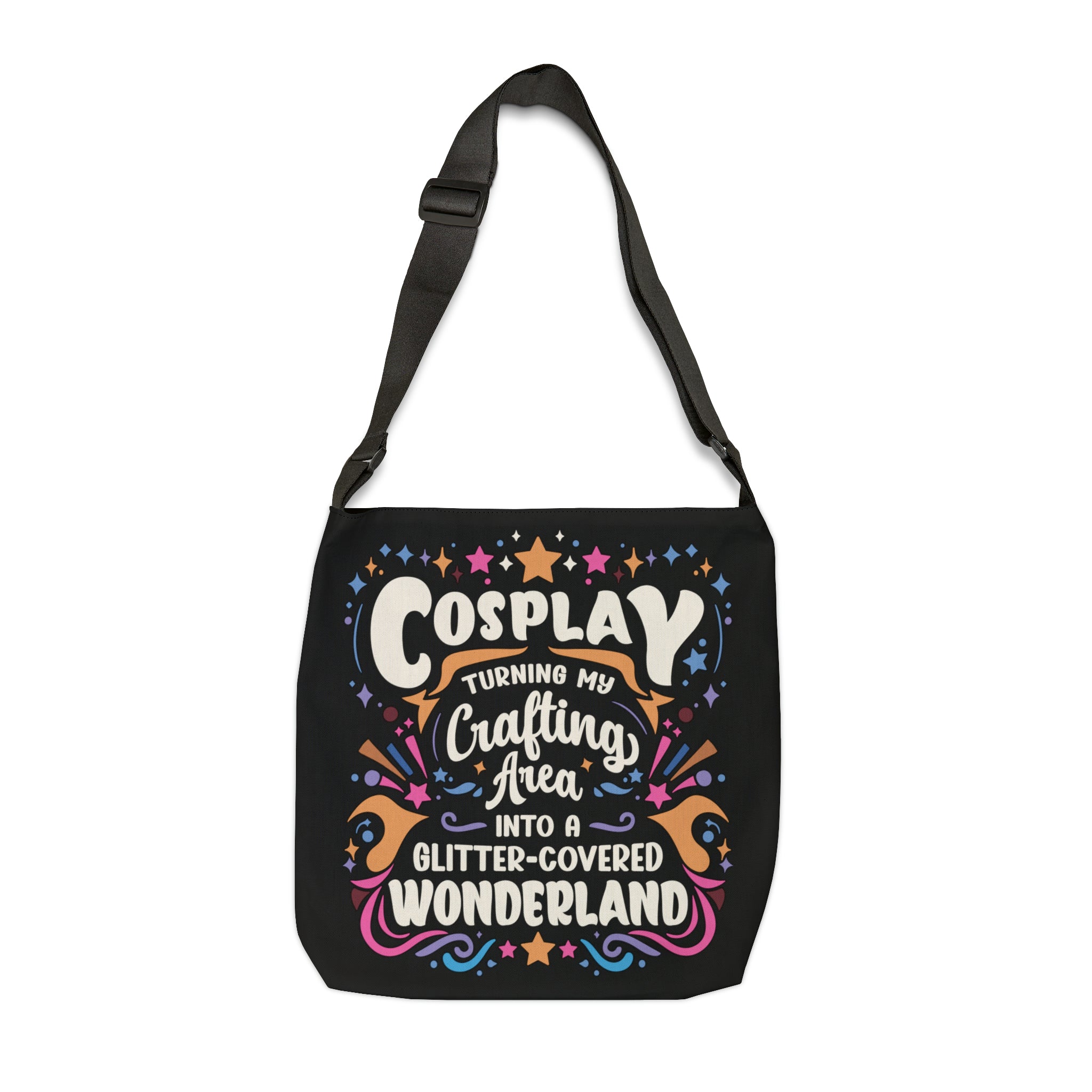 Cosplay Glitter-Covered Wonderland Adjustable Tote Bag 18" × 18''  