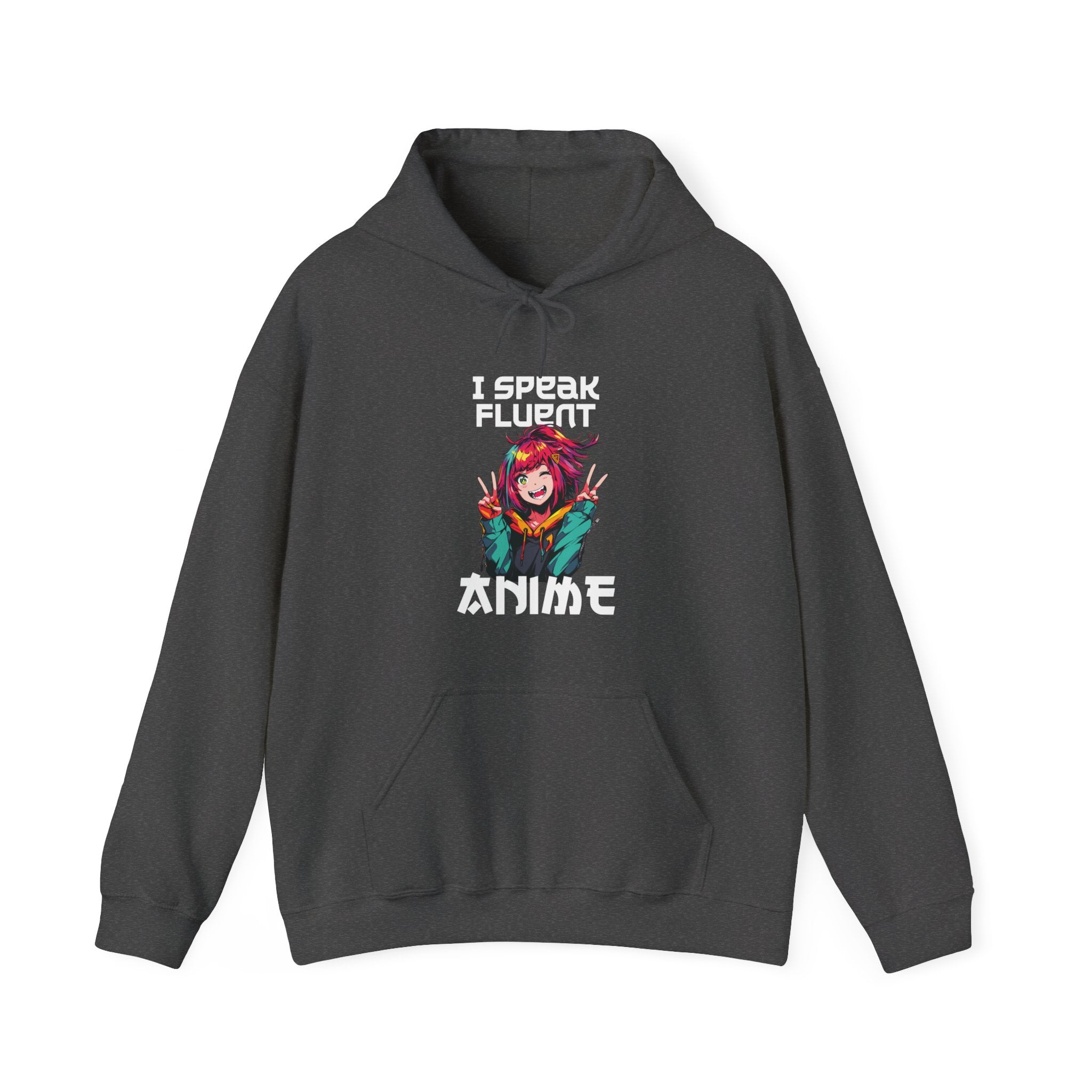 Unisex I Speak Fluent Anime Girl Hoodie Dark Heather S 