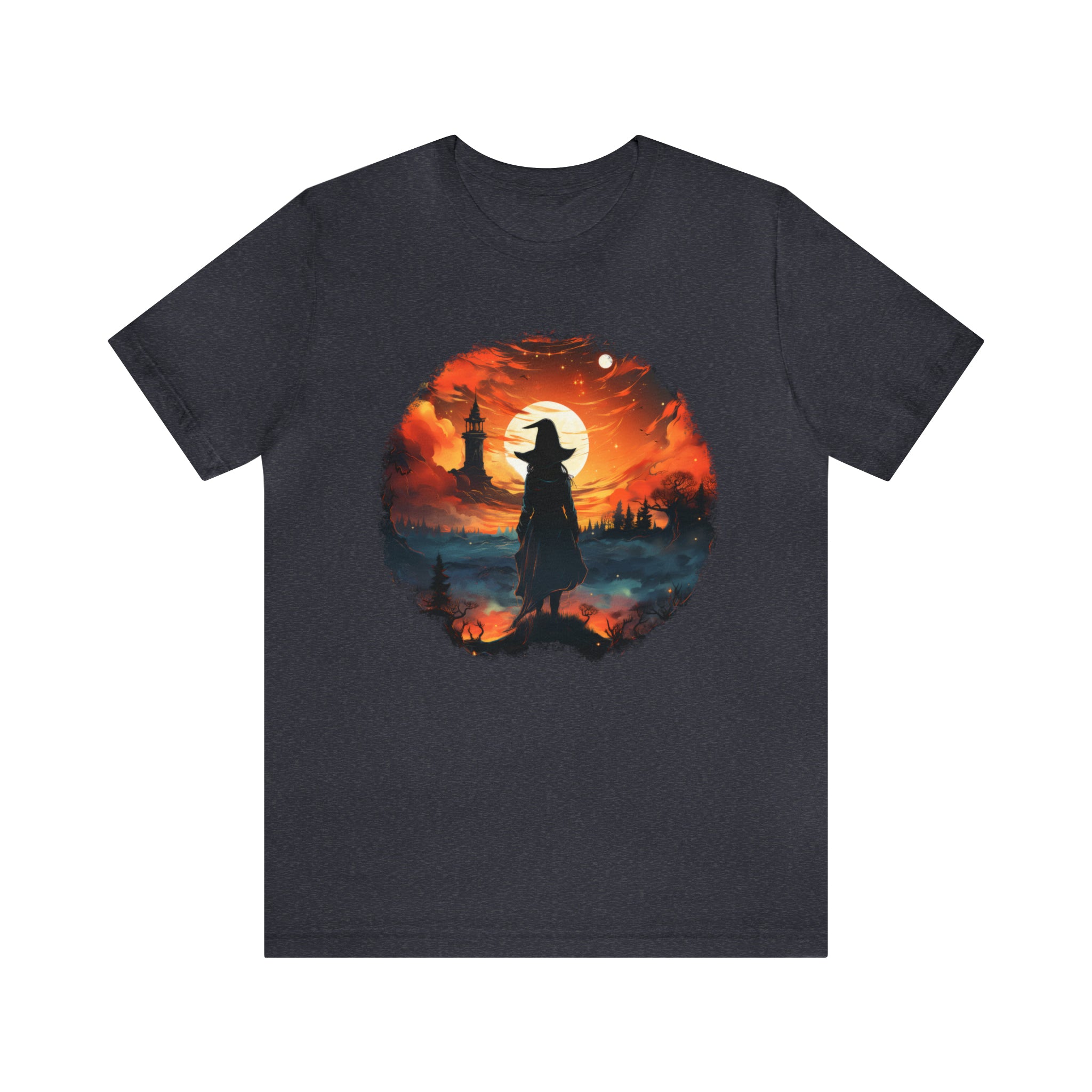 Unisex Witch Silhouette T Shirt Heather Navy S 